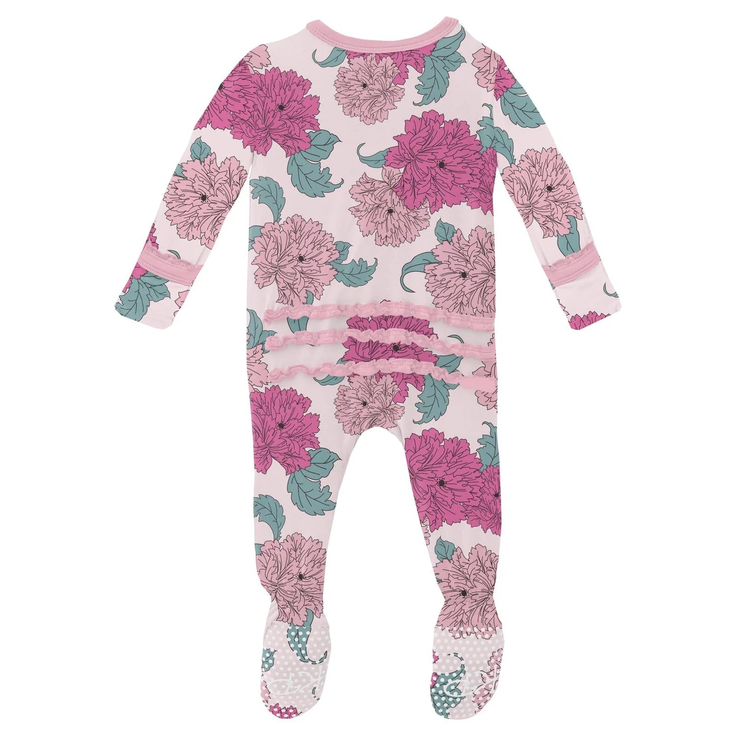 Violet Peonies Ruffled Footie