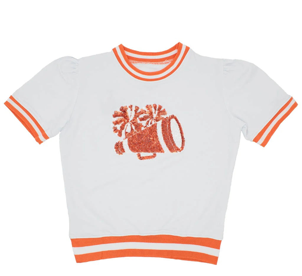 Orange Sequin Megaphone Top