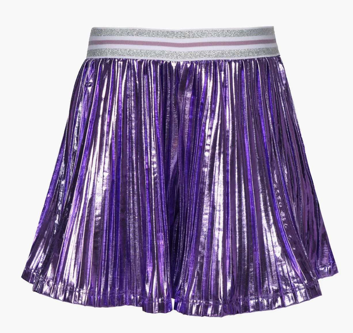 Purple Metallic Pleated Shorts