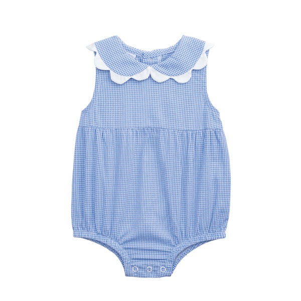 Blue Gingham Scallop Bubble
