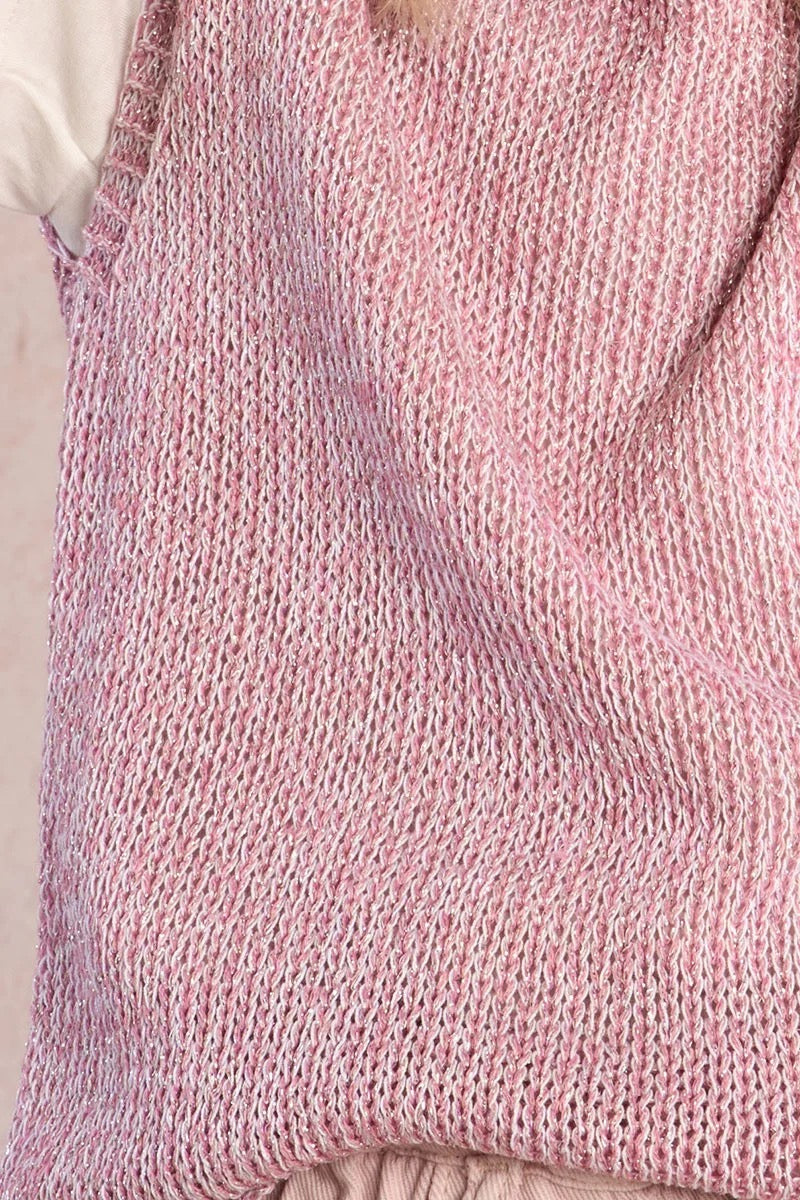 Pink Knitted Sleeveless Sweater