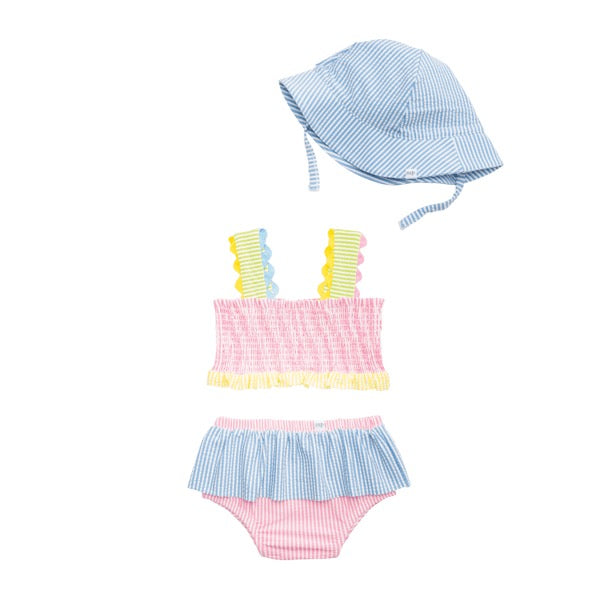 Seersucker Smocked Swimsuit Set