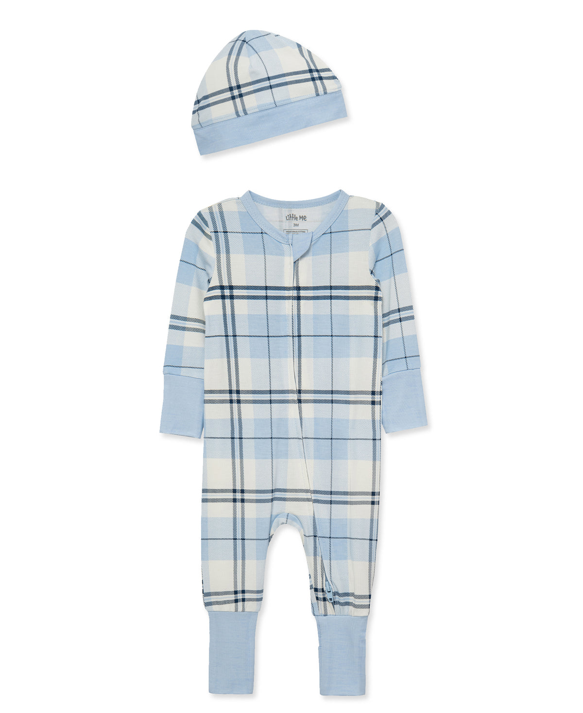 Blue Plaid Convertible Coverall and Hat