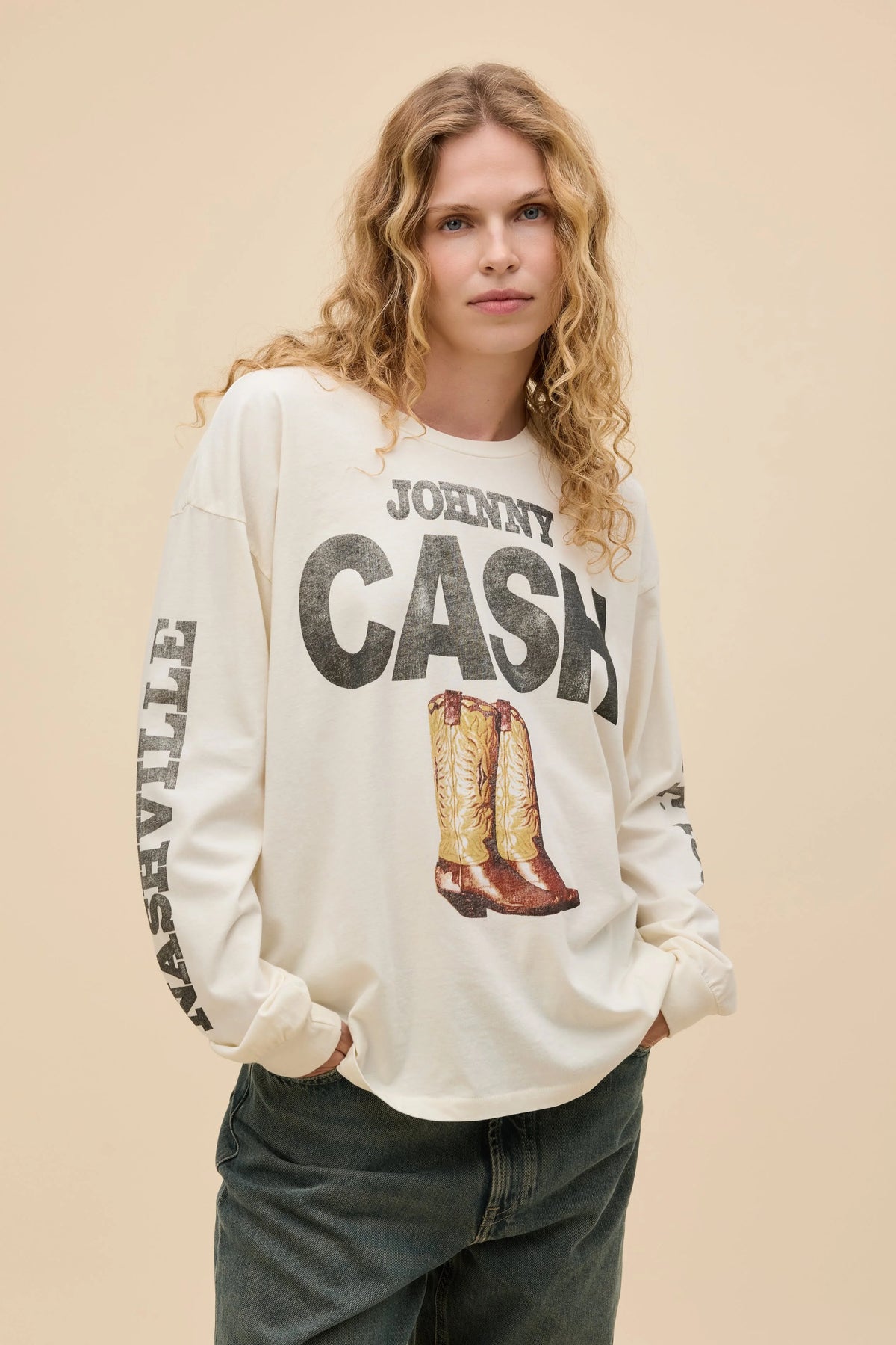 Johnny Cash 1932 Boots Merch Long Sleeve