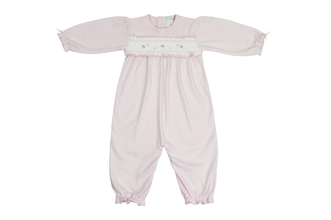 Pink Hand Smocked Rosebuds Romper