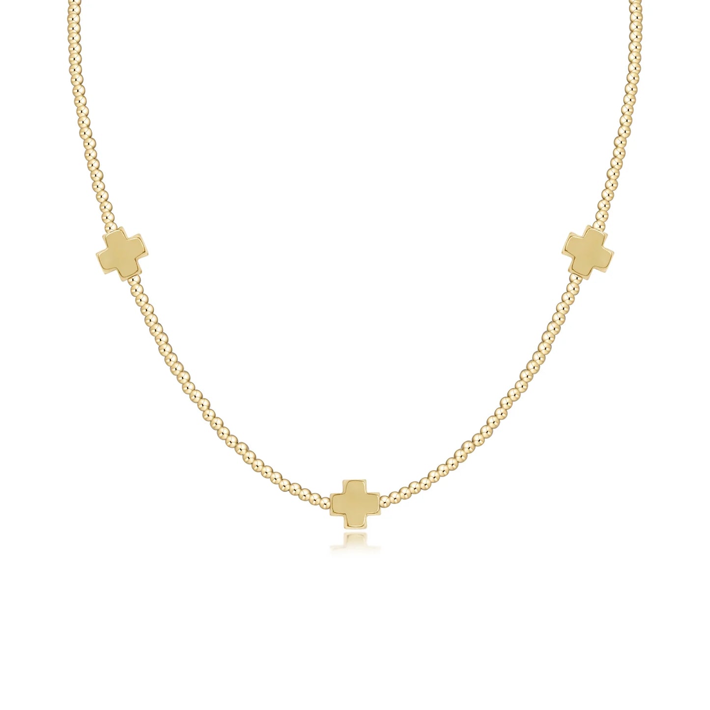17" Choker Beaded - Signature Cross 2mm Gold - Gold