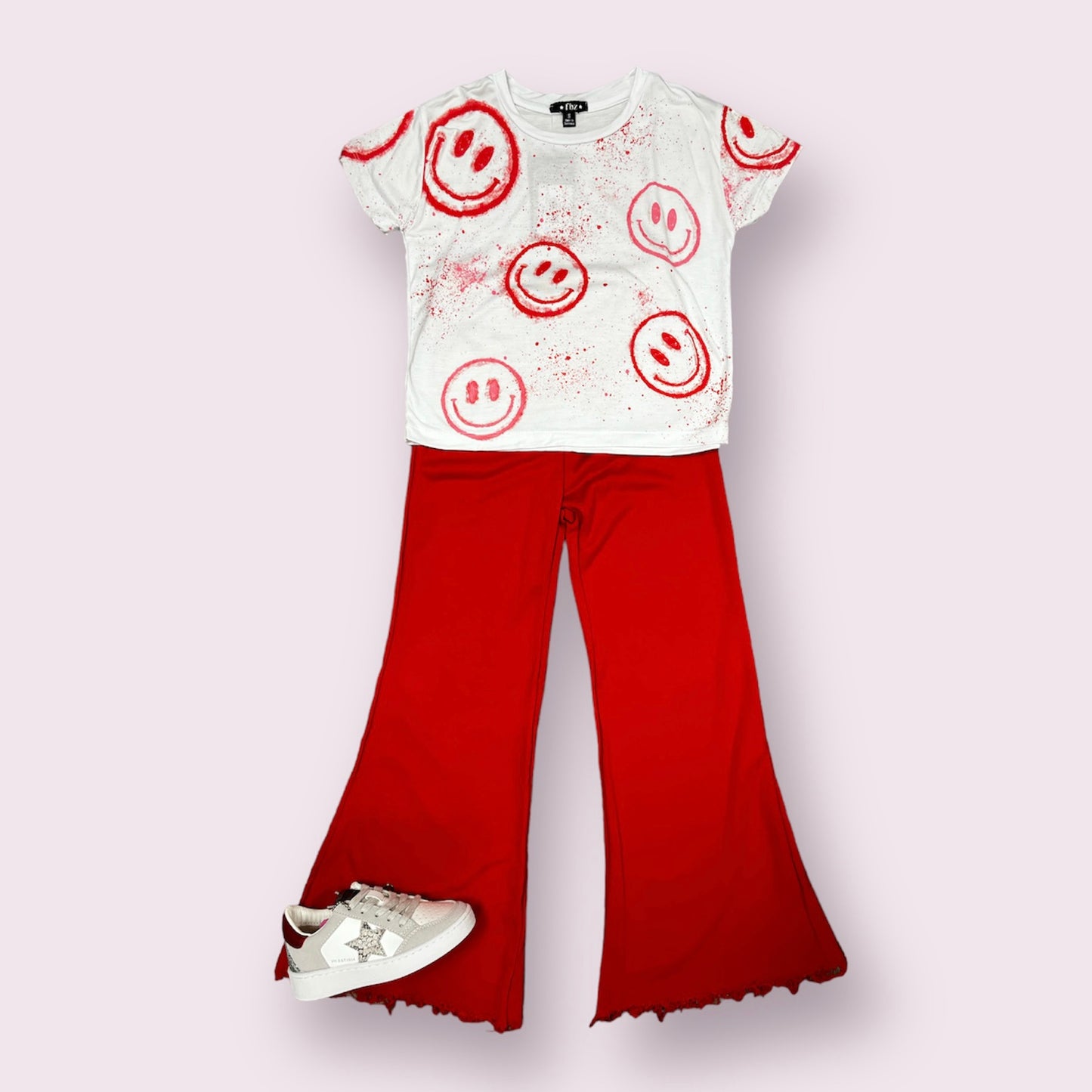 White/Pink/Red Smiley Top
