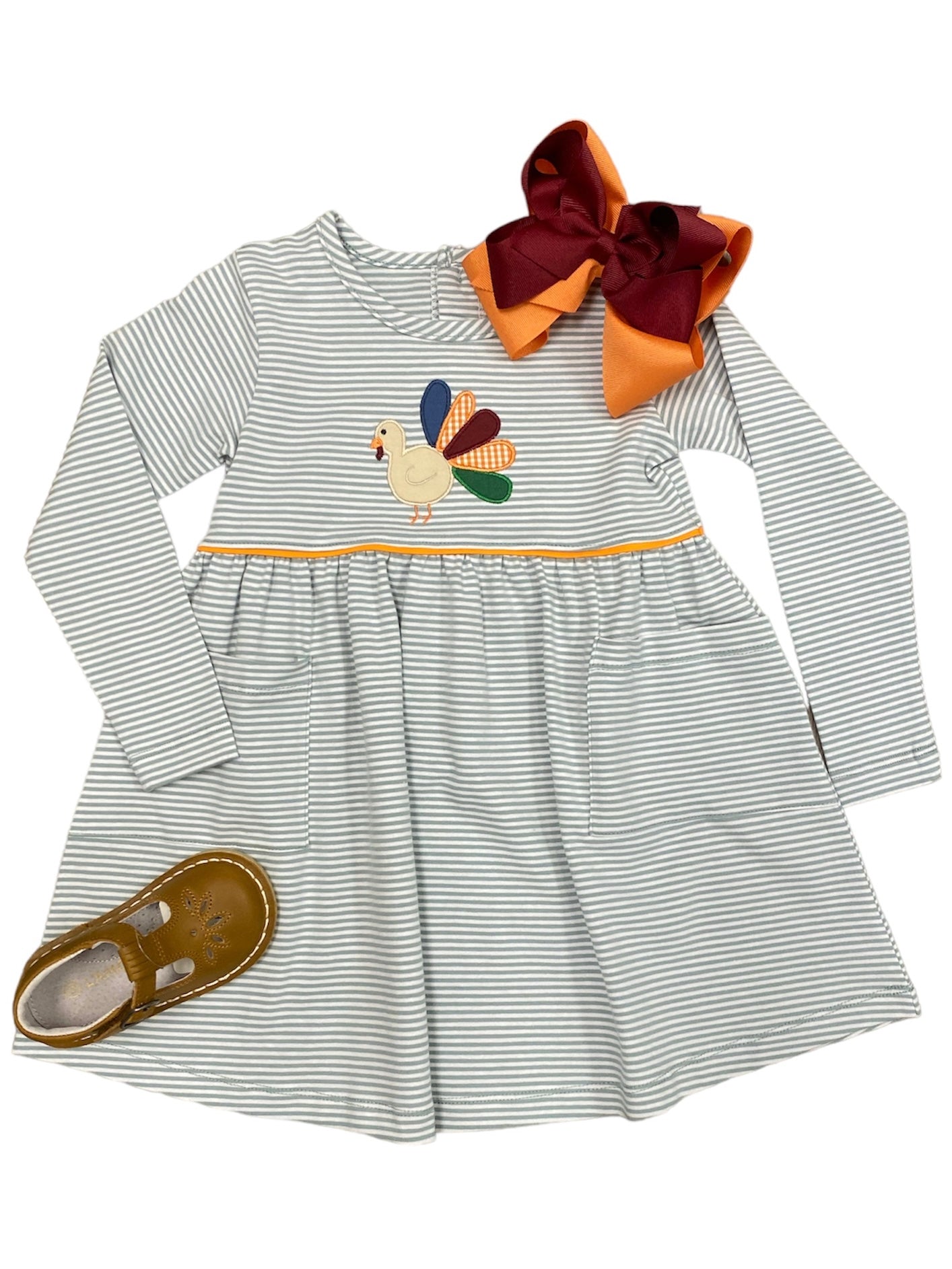 Sage Stripe Turkey Dress