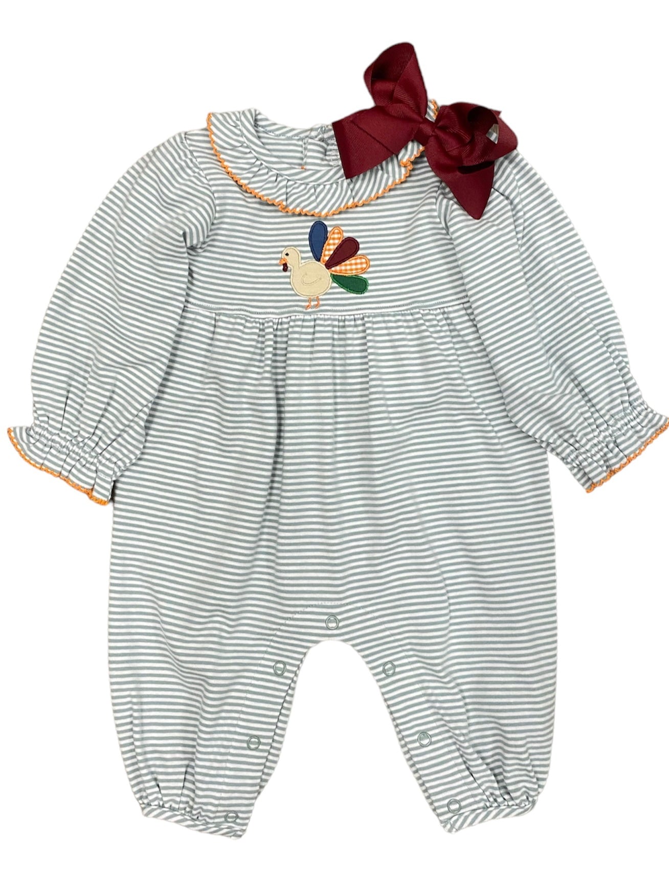 Sage Stripe Turkey Romper