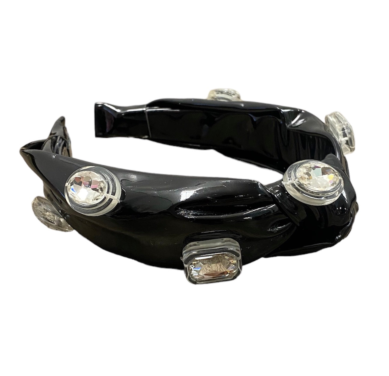 Black Pleather Jeweled Headband