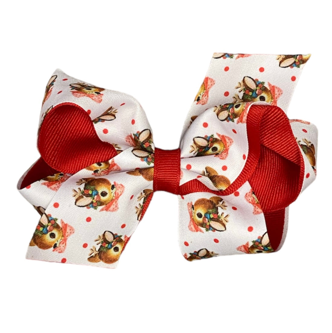 Medium Floral Reindeer Overlay Bow