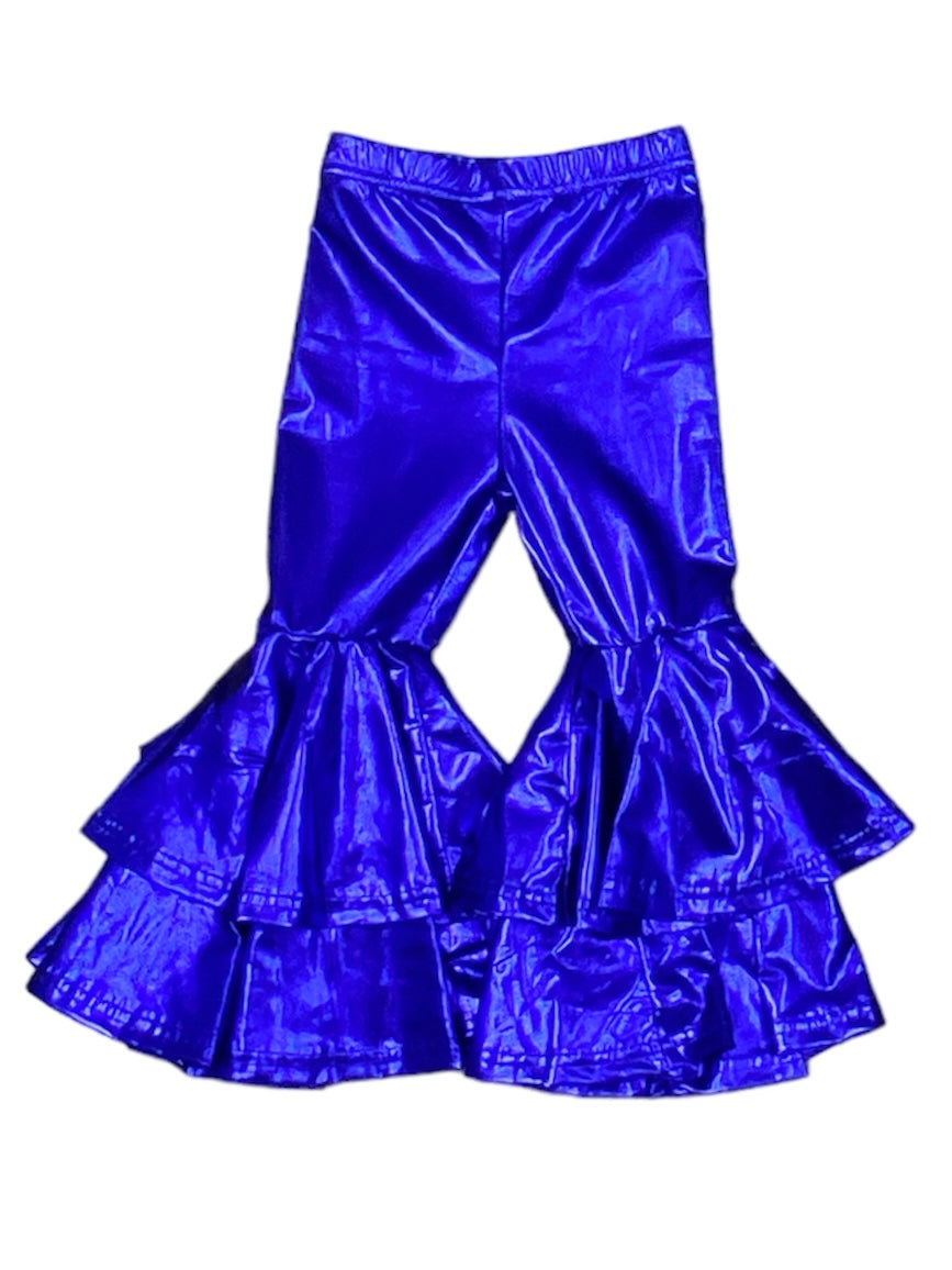 Royal Blue Metallic Bell Bottoms