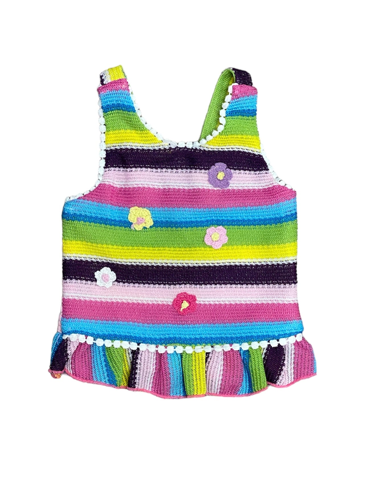 Multi Stripe Top W/ Flower Detail