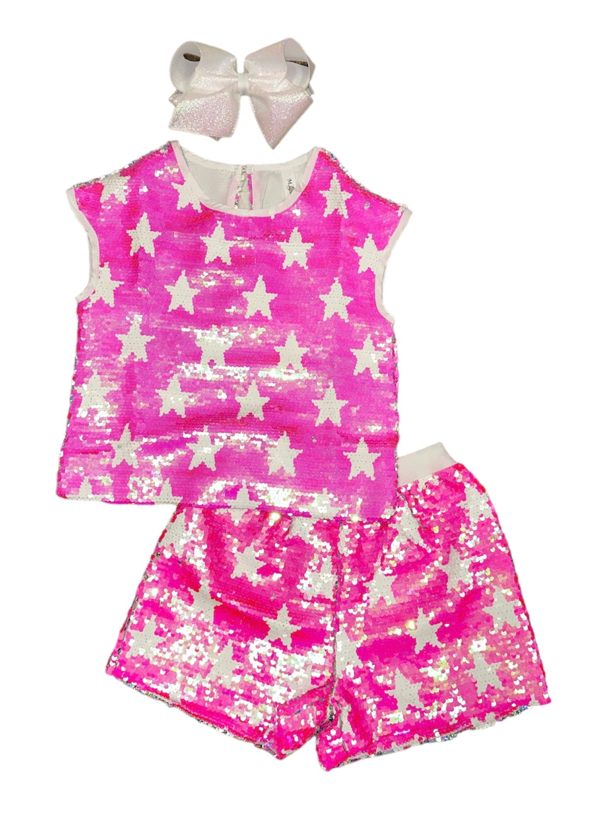 Pink Sequin Star Shorts