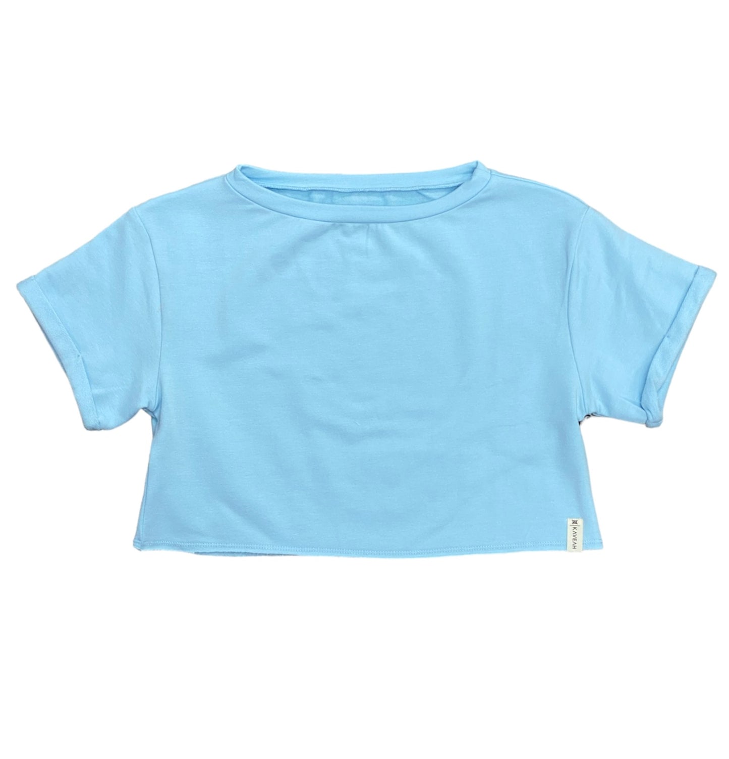 Cool Blue French Terry Boxy Crop Tee