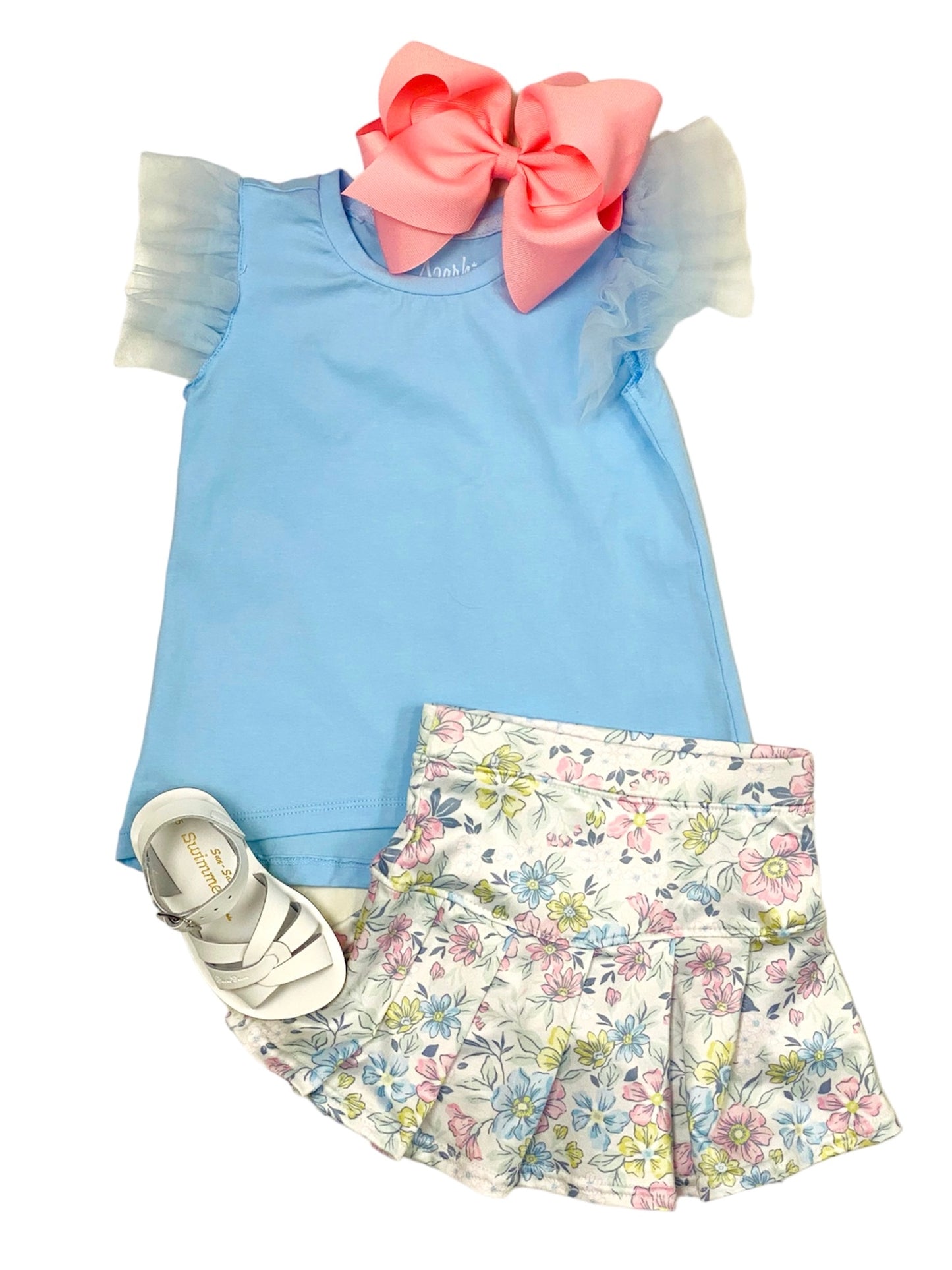 Blue Tulle Ruffle Tank