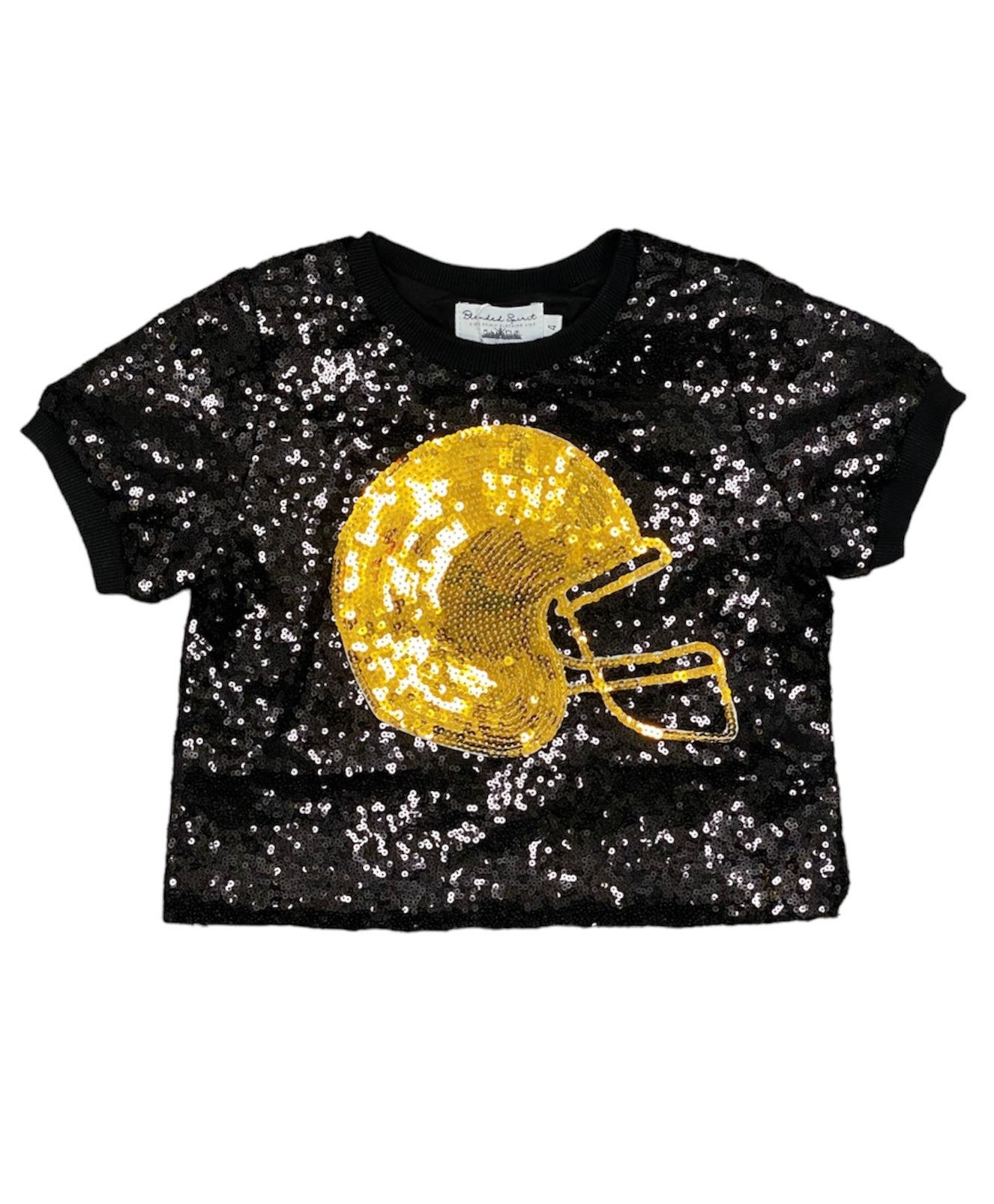 Black Helmet Sequins Top