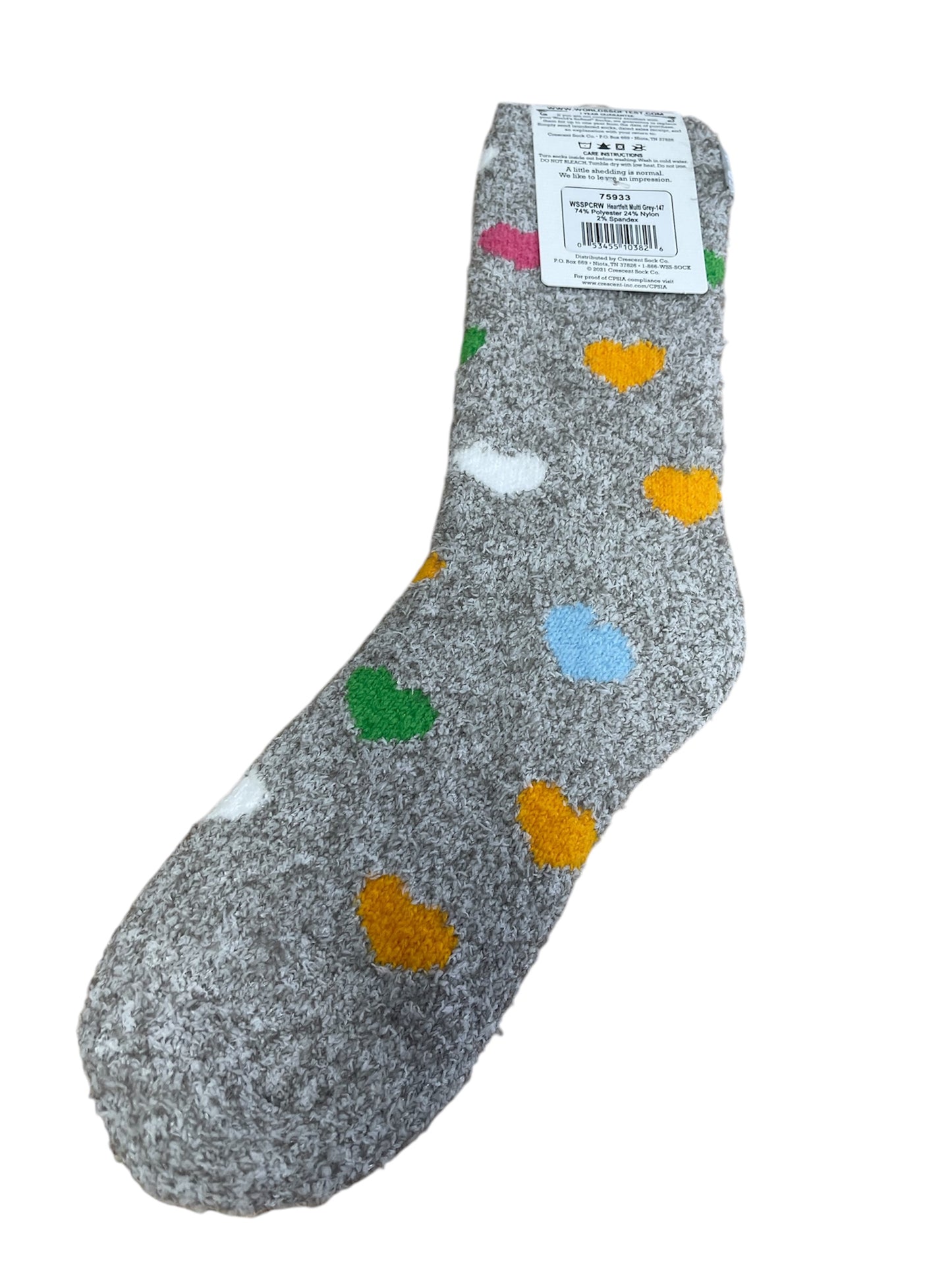 Heartfelt Multi Grey Fuzzy Socks