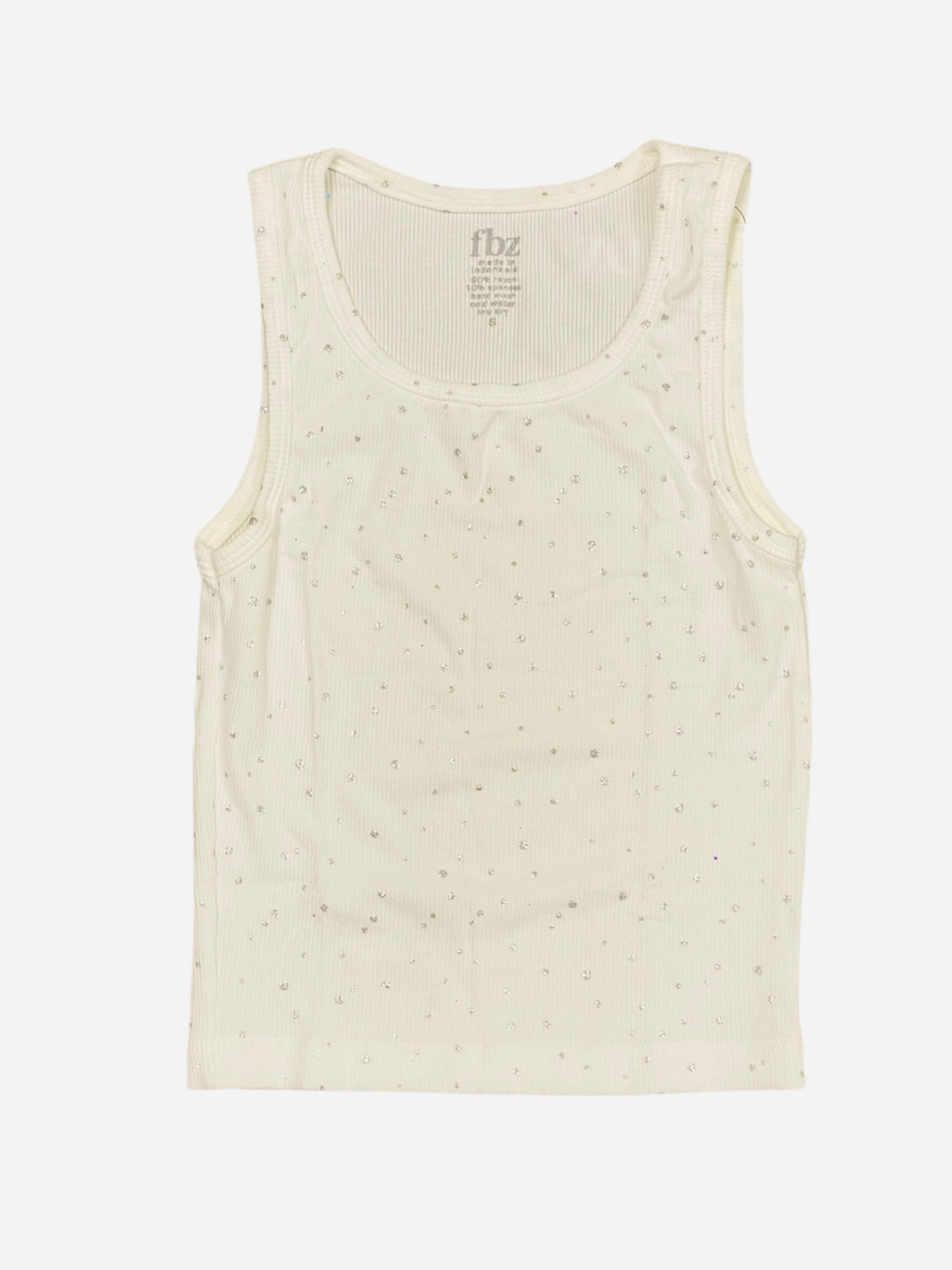 White W Silver Sparkle Tank