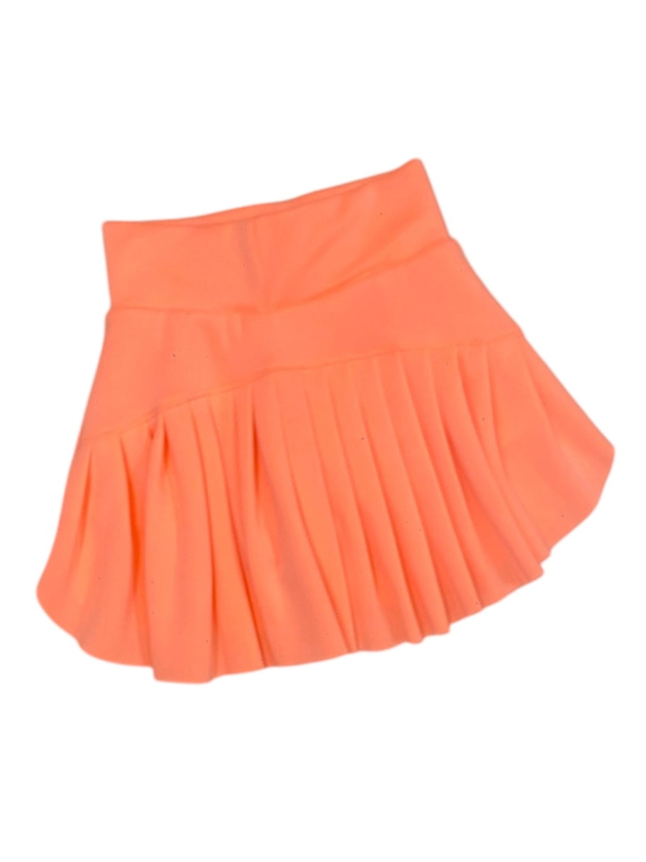 Neon Coral Pleated Skort