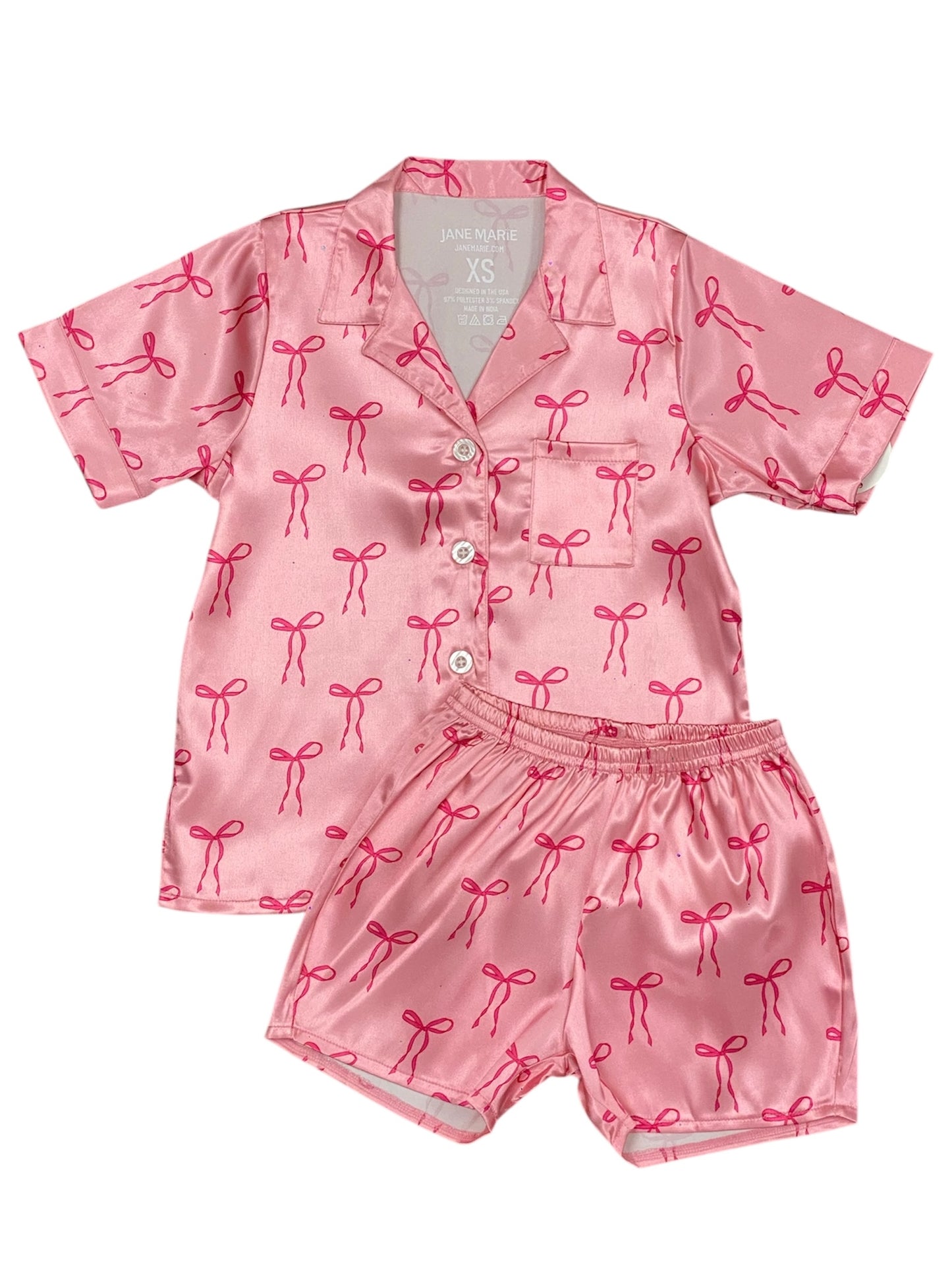 Bow Silky Satin PJ Short Set