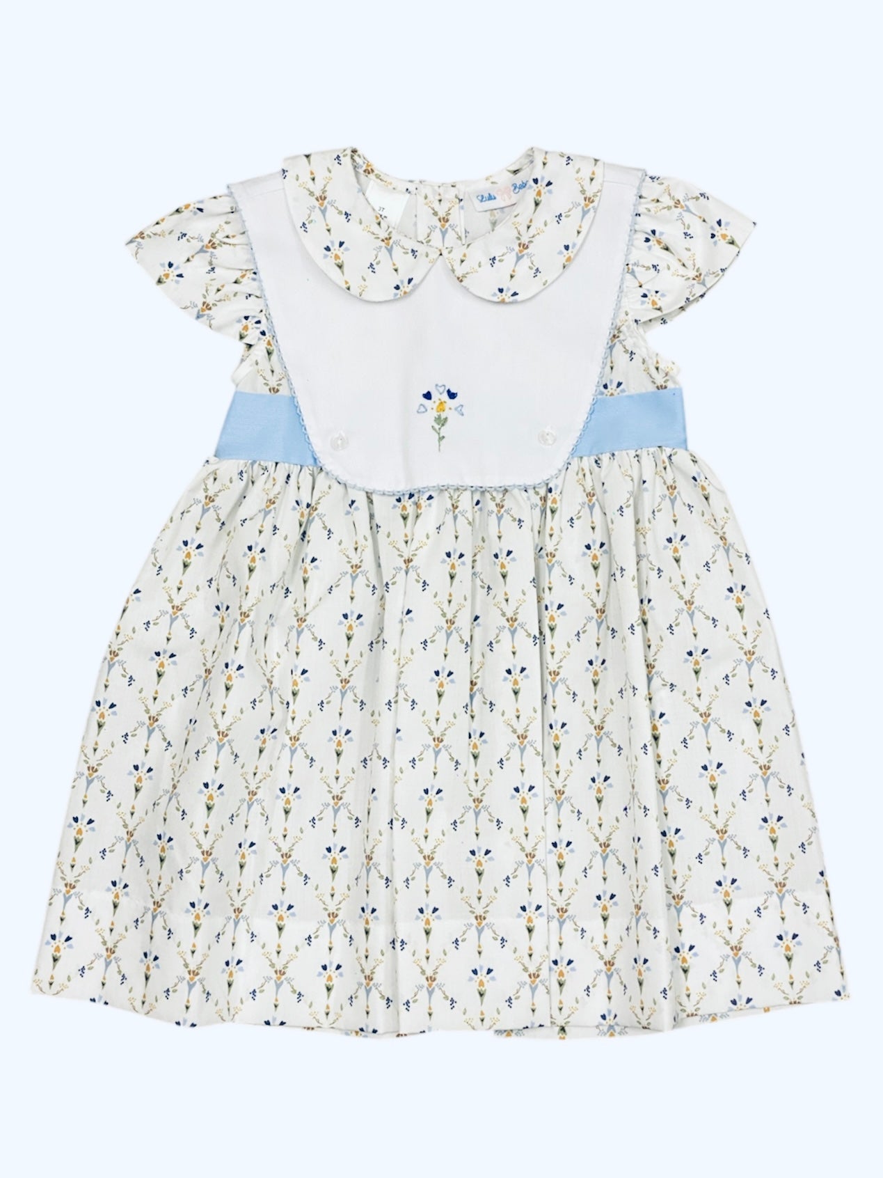 Blue Floral Embroidered Dress