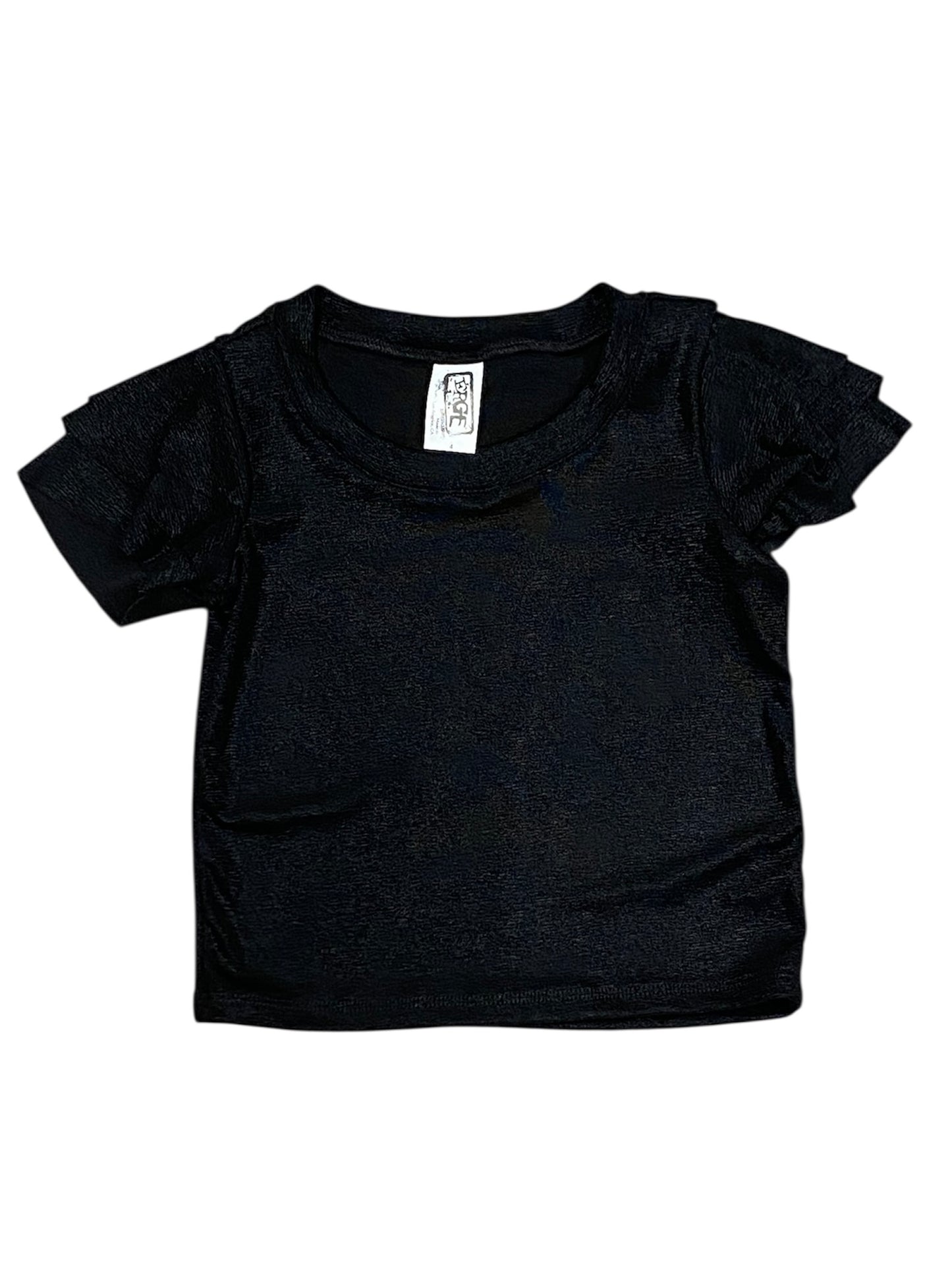 Black Foil Ruffle Top