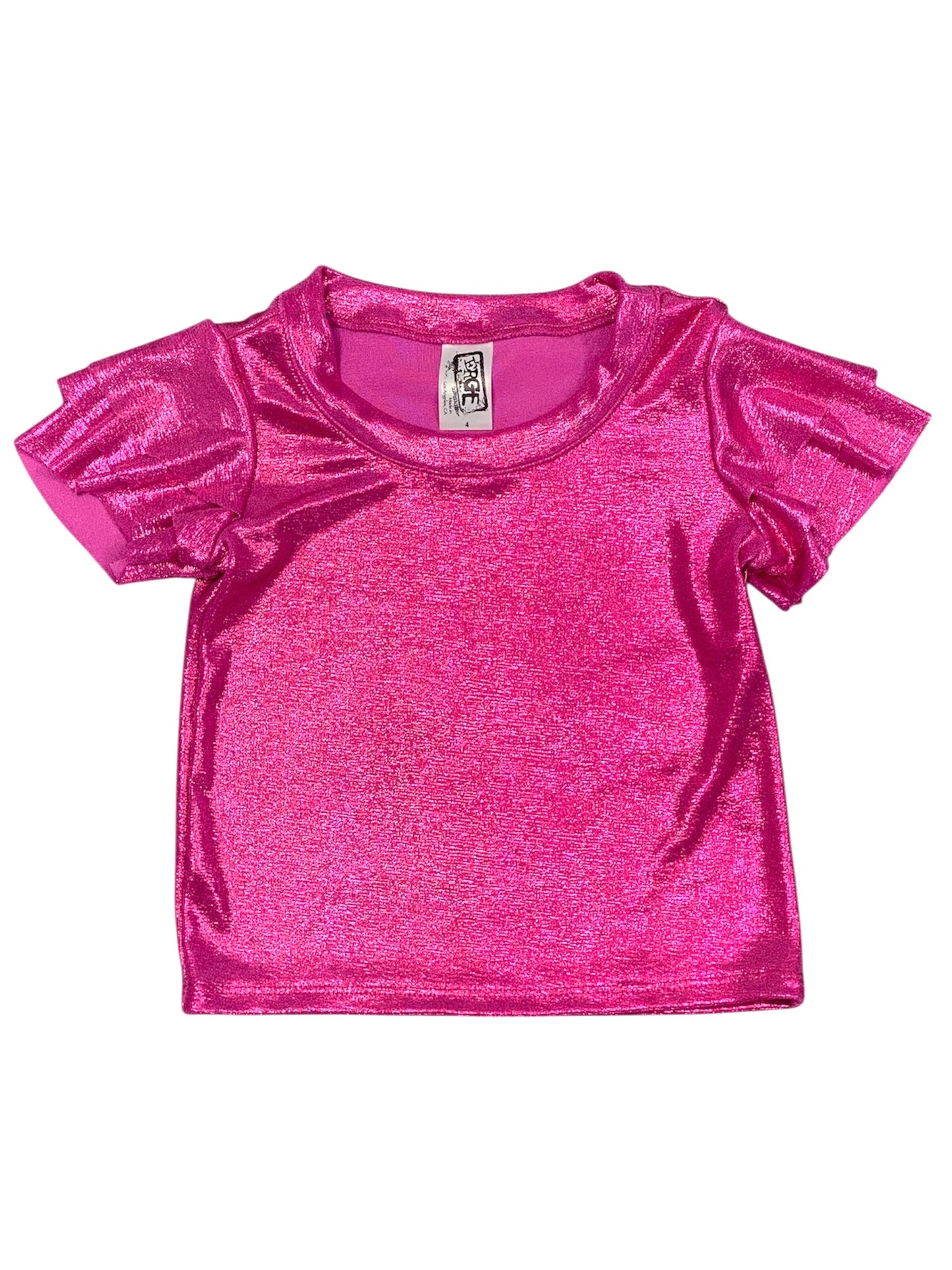 Fuschia Foil Ruffle Top