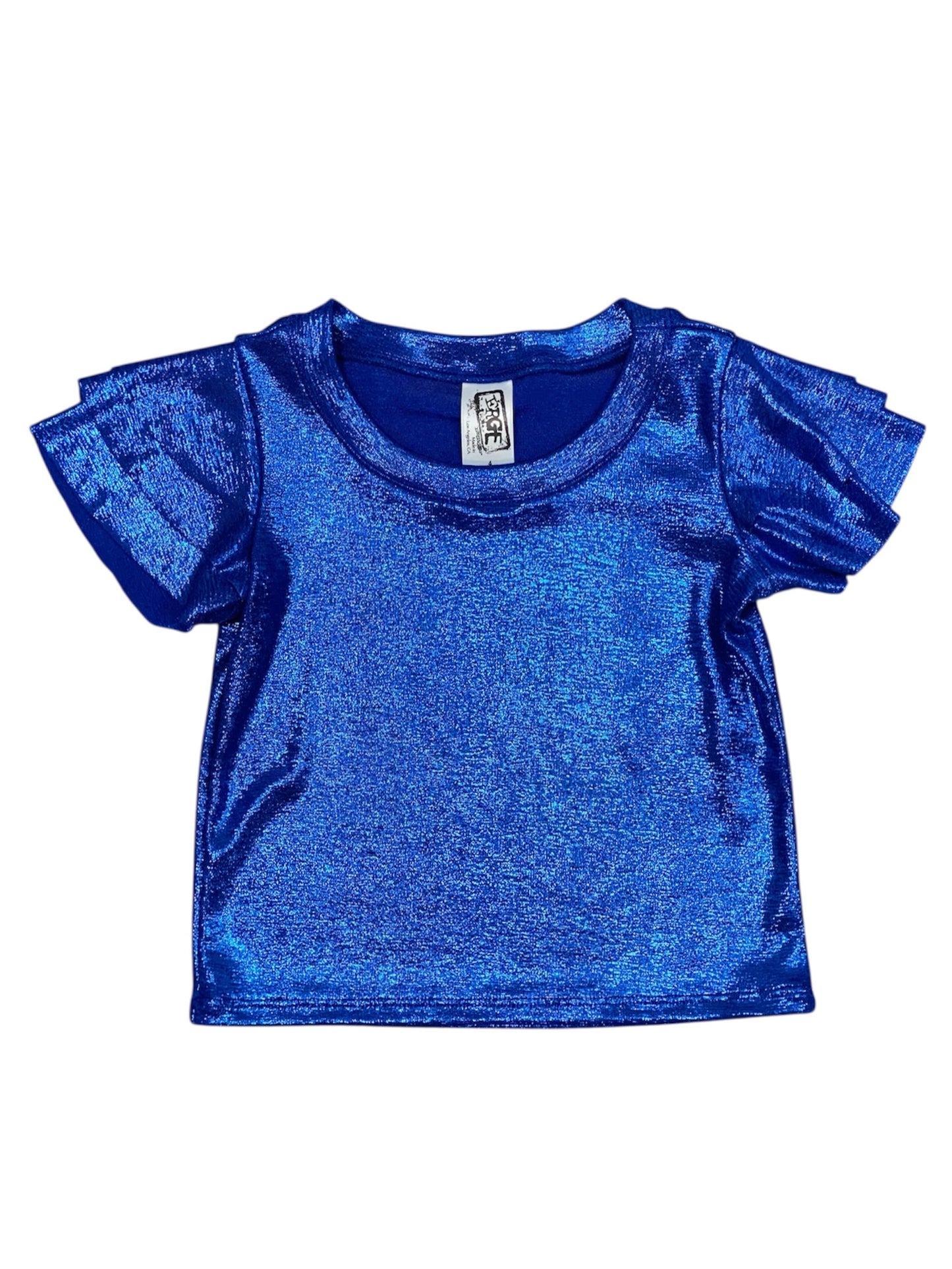 Royal Blue Foil Ruffle Top