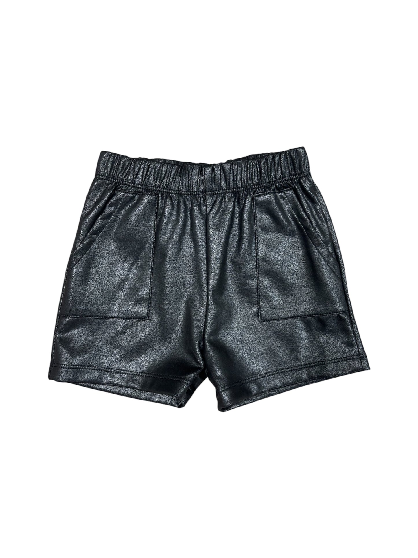 Black Soft Leather Shorts