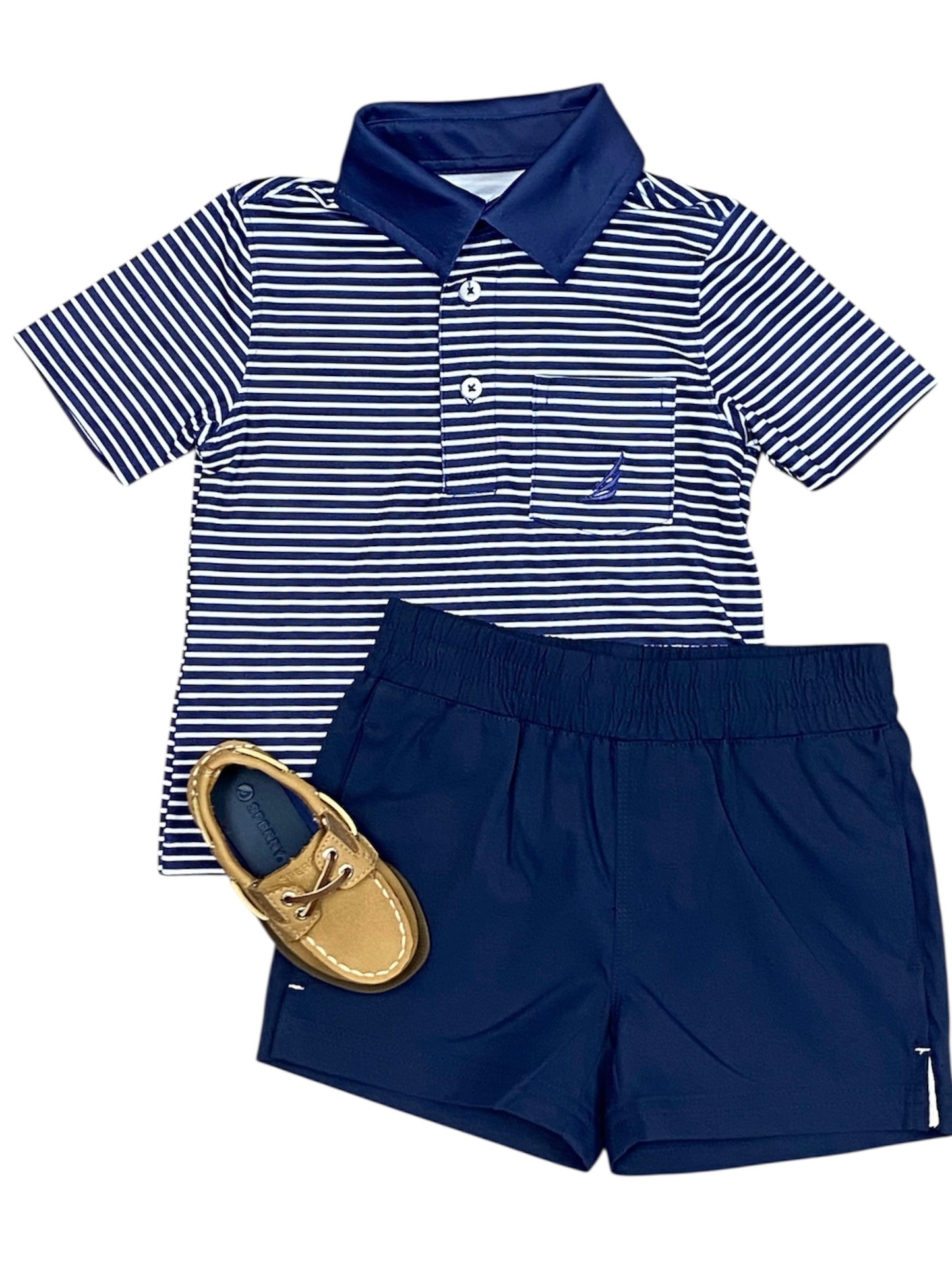 Brooks Perf. Navy Stripe Polo