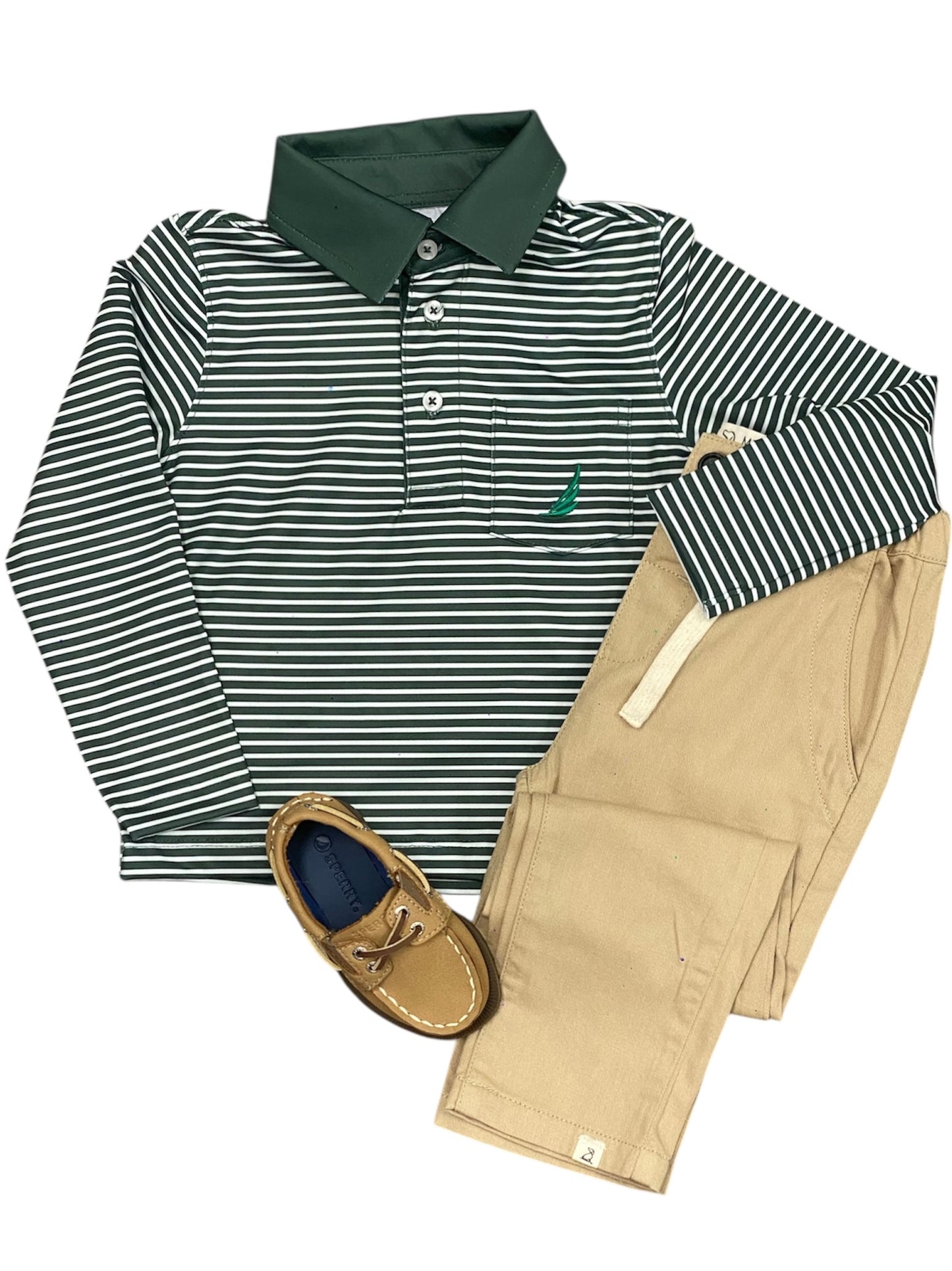 Brooks Perf. L/S Pine Stripe Polo