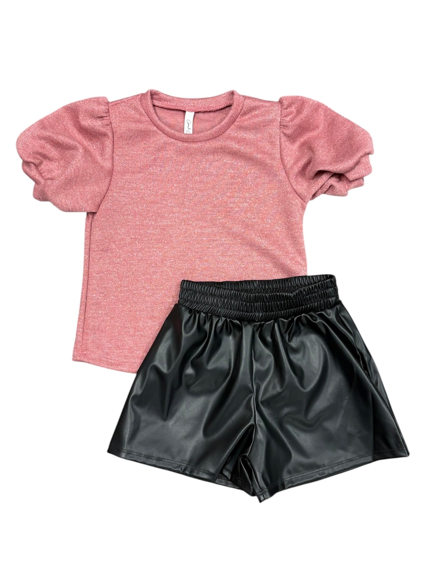 Black Faux Leather Short