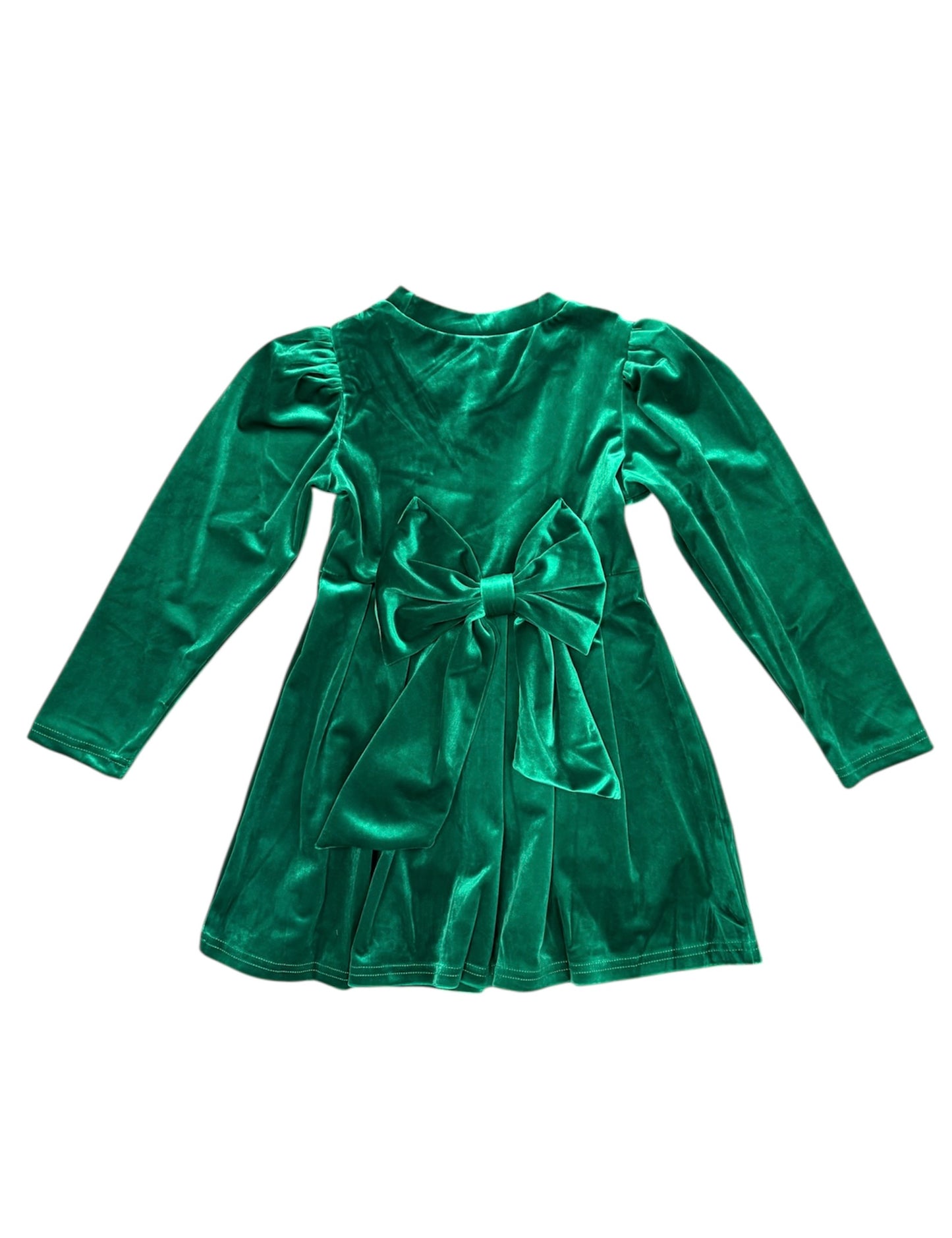 Green Velvet Bow-Back Dress