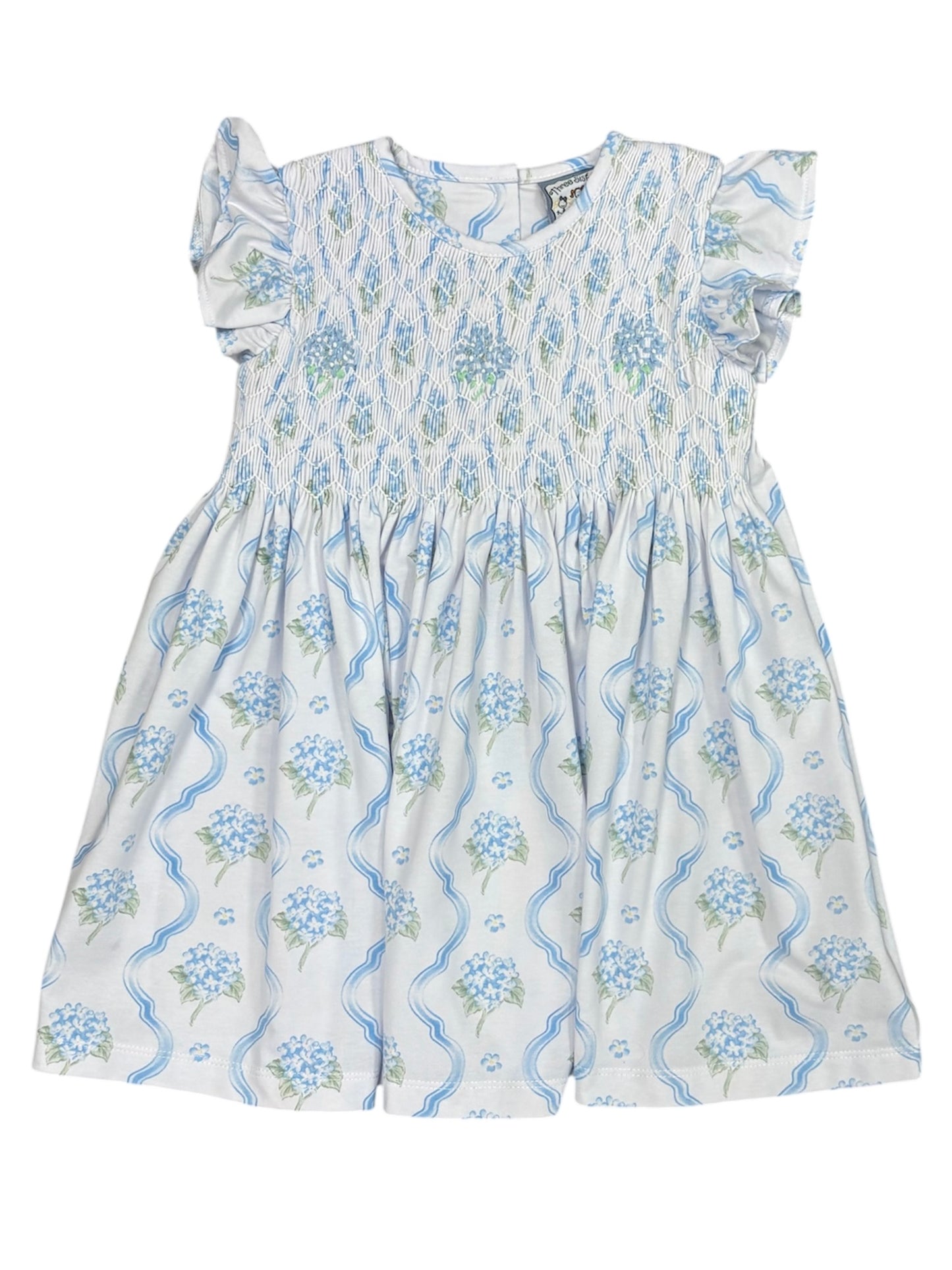 Blue Hydrangea Smocked Dress