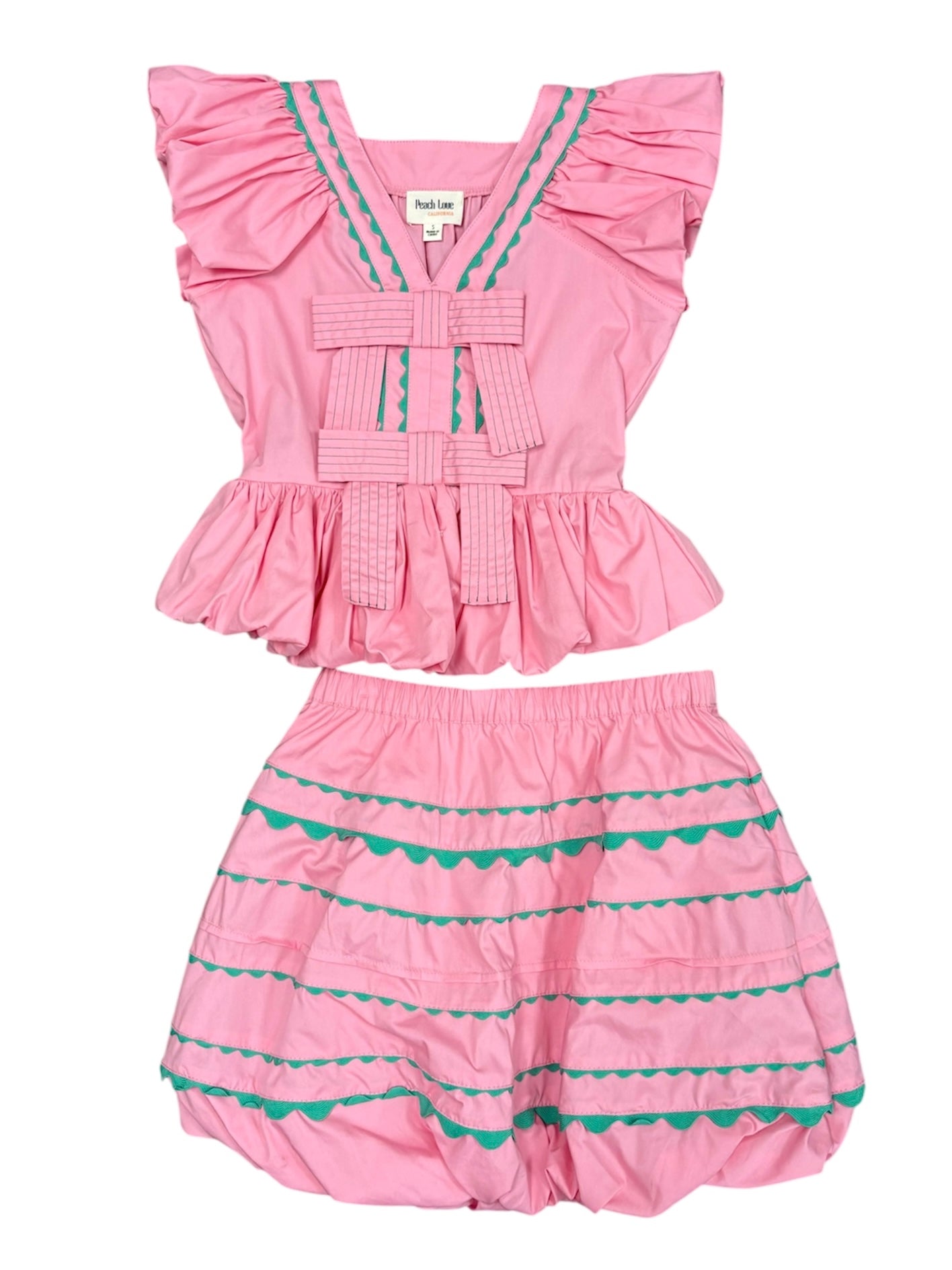 Pink/Green Ric Rac Skirt Set