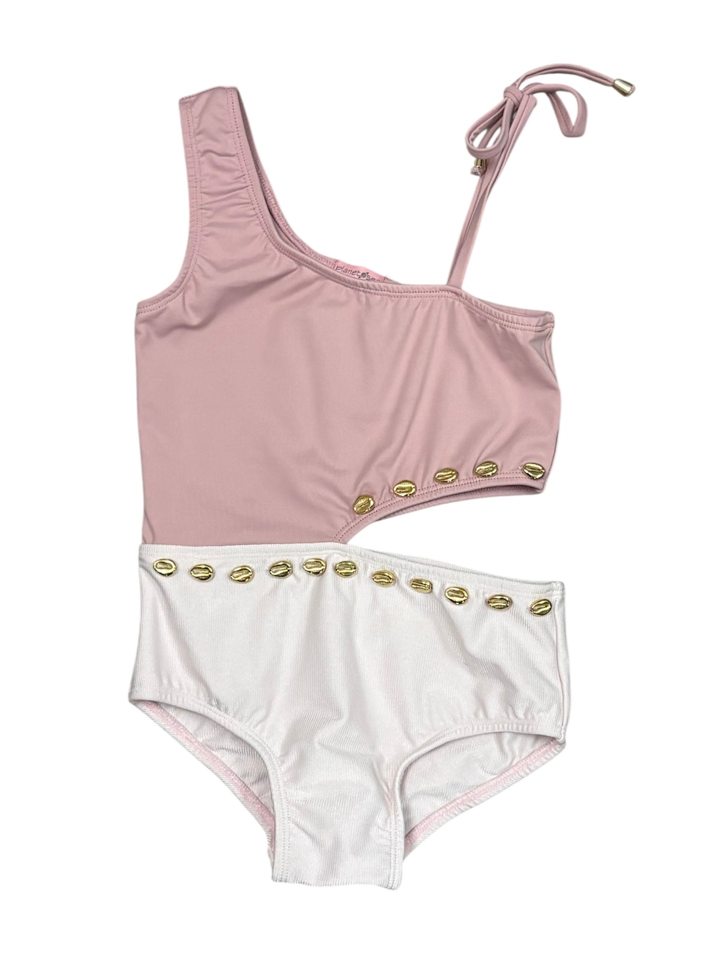 Dusty Pink Shell Cutout Swimsuit