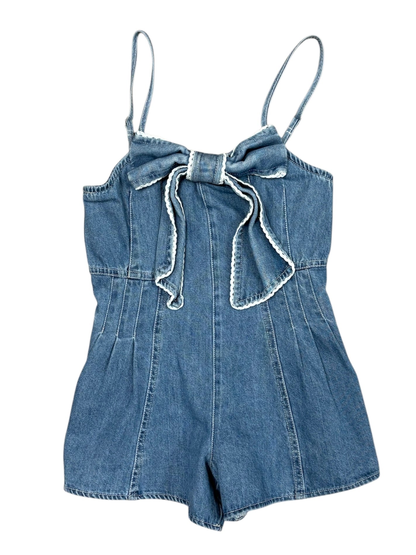 Bow Front Denim Romper