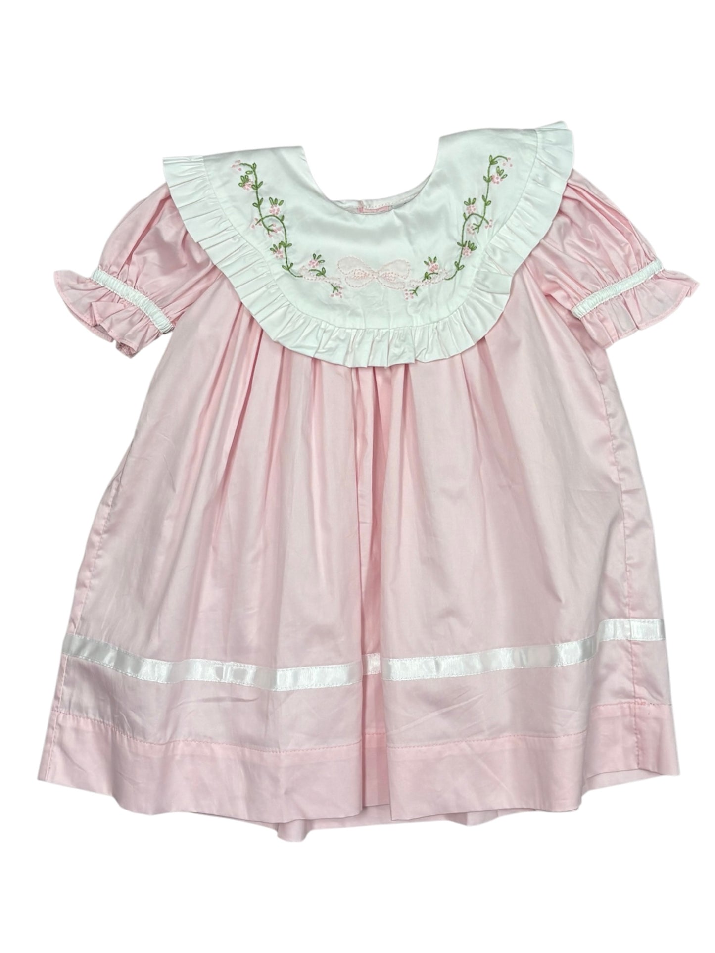 Bow Floral Embroidered Collar Dress