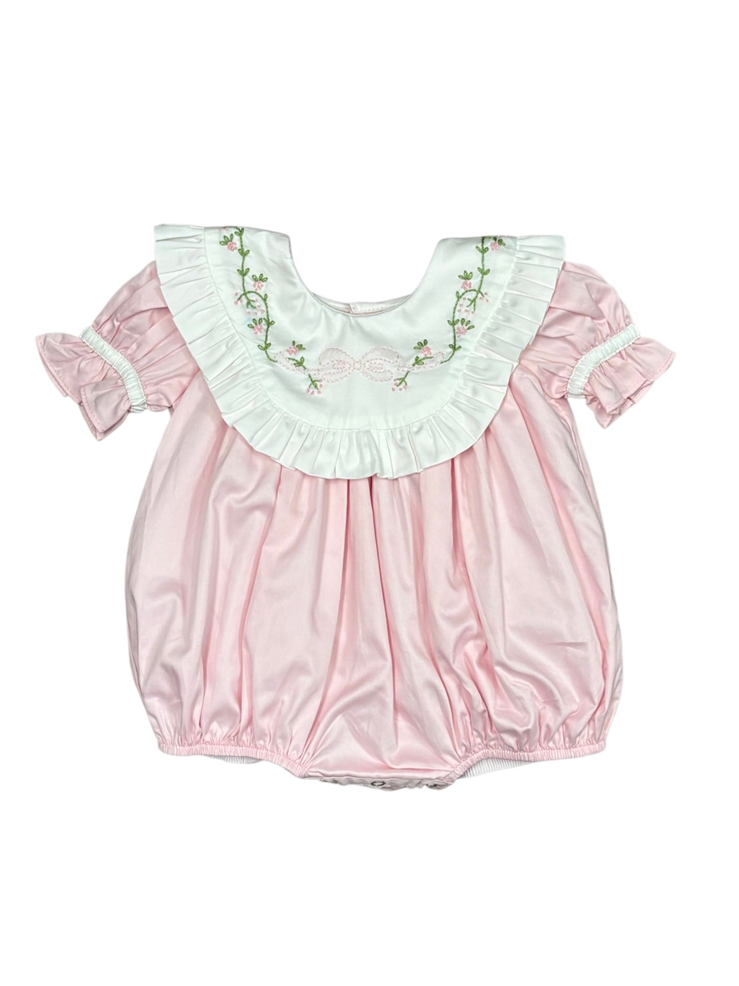 Bow Floral Embroidered Collar Bubble