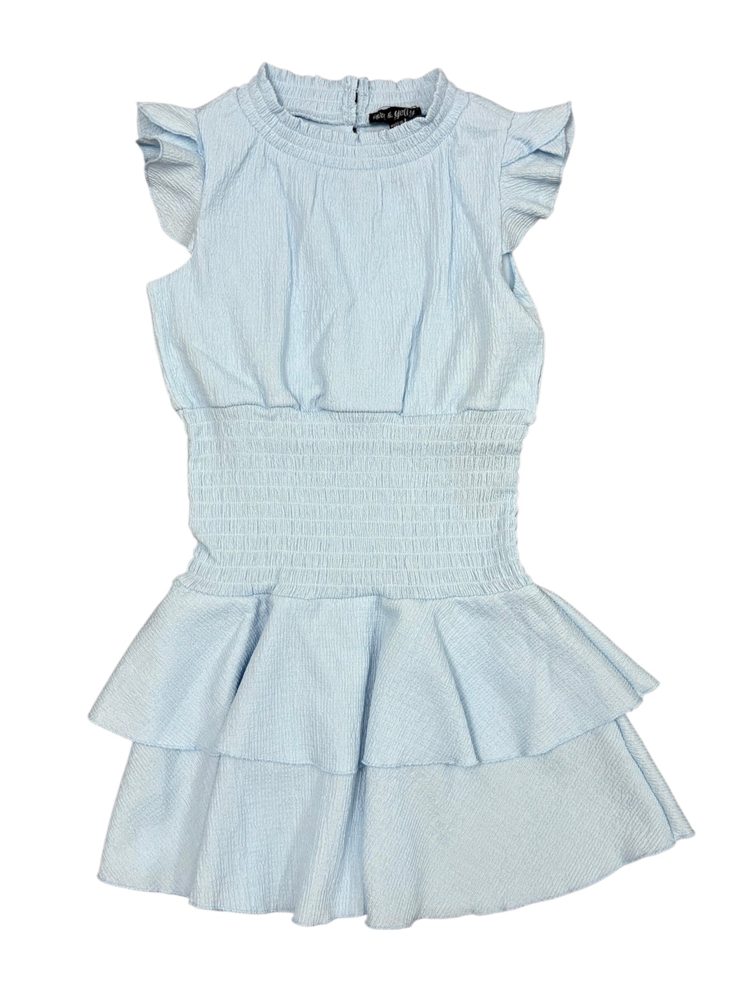 Blue Flutter Sleeve Dress