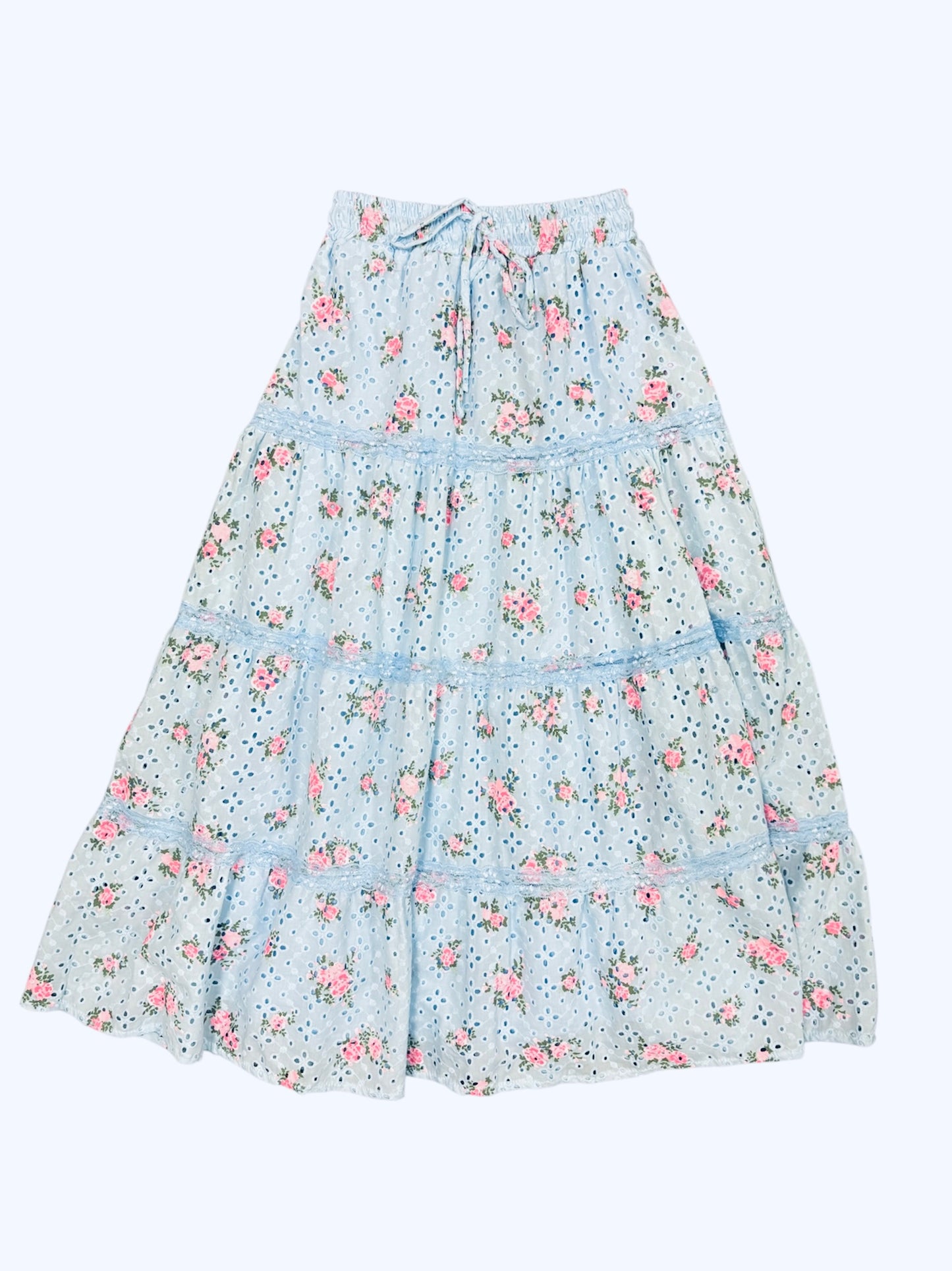 Aqua Cabbage Rose Skirt