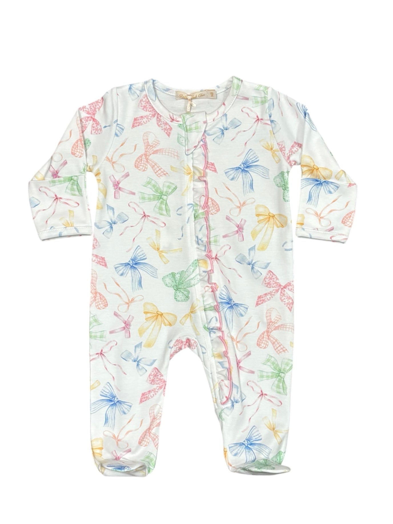 Confetti Bows Ruffle Zip Footie