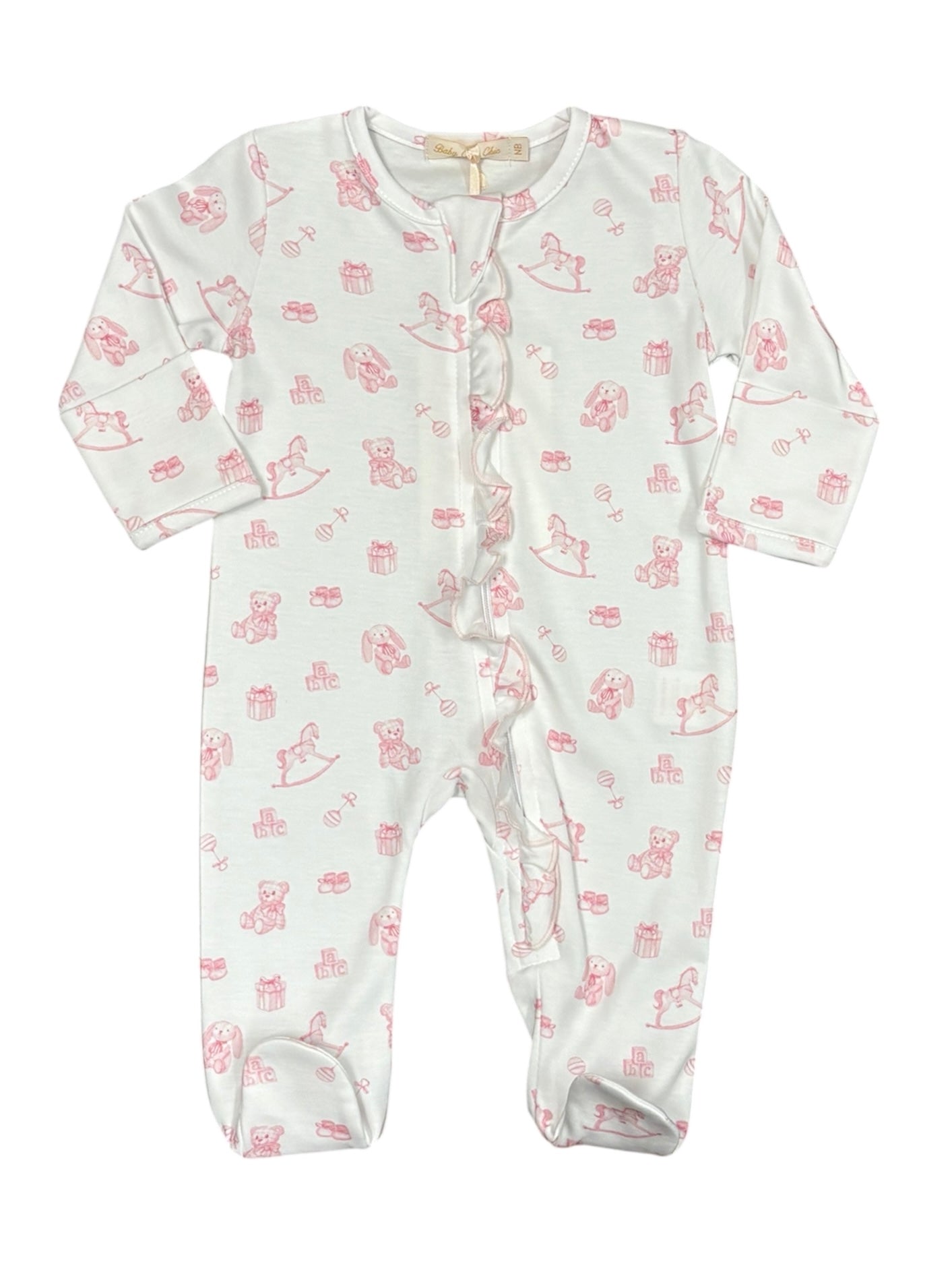 Pink Tiny Baby Toys Ruffle Footie