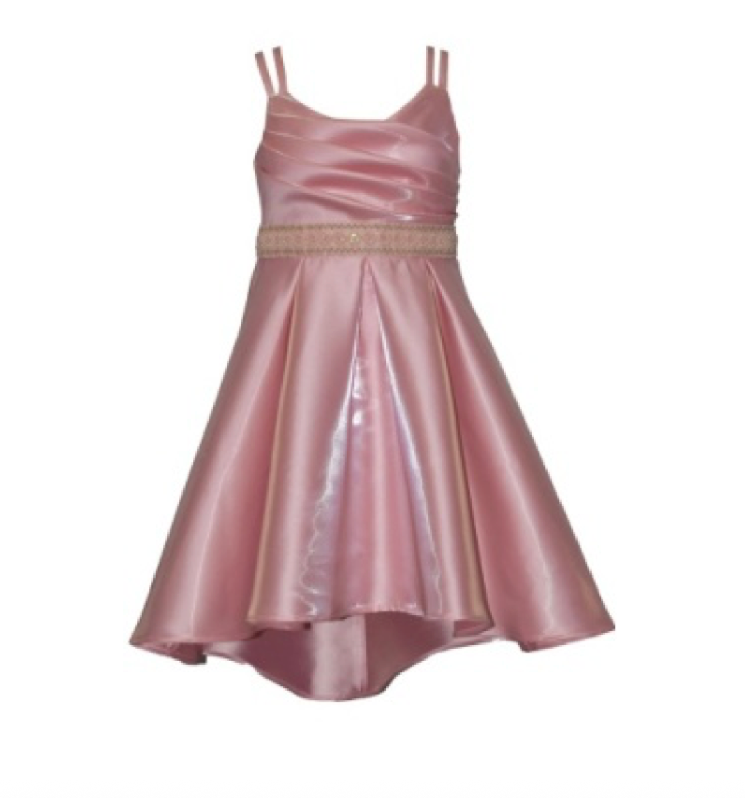 Pink Shiny Crossover Strap Dress