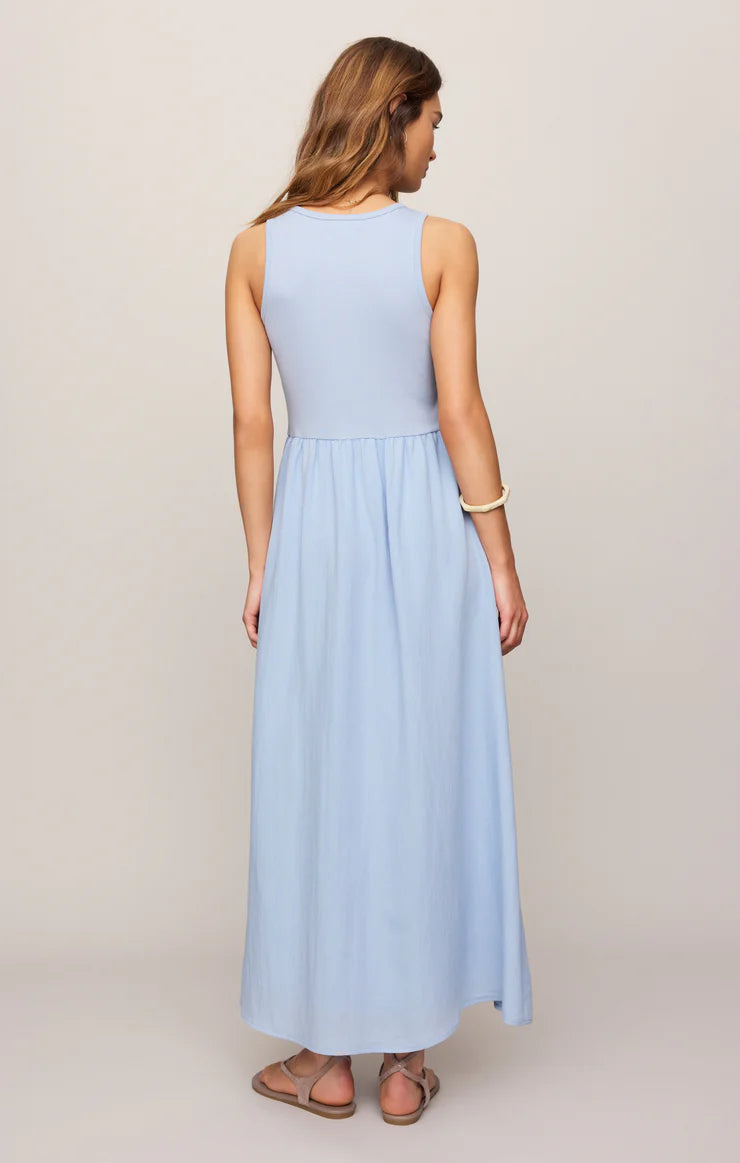 Charlotte Rib Midi Dress - Light Blue