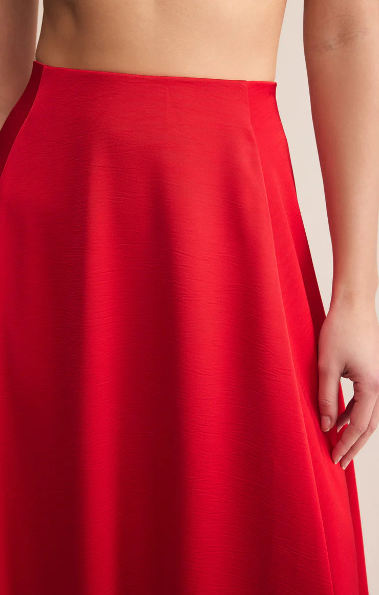 Northpointe Satin Midi Skirt - Festive Red