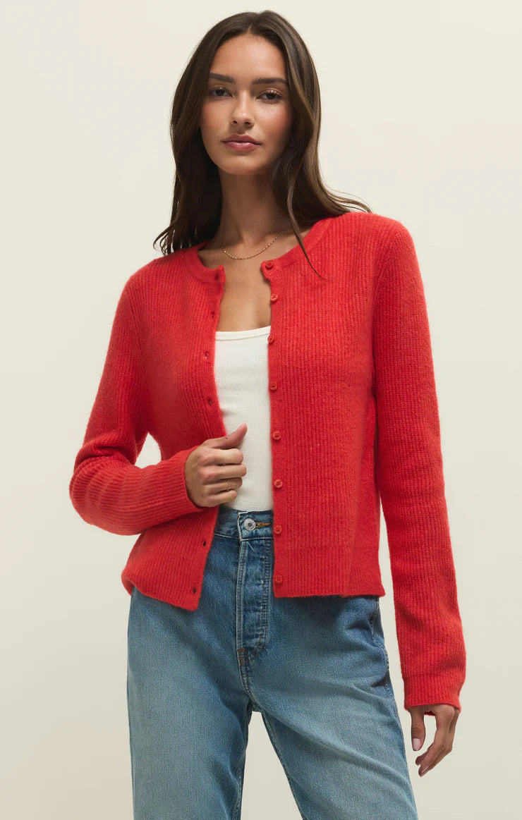 Medina Rib Cardigan - Red Lotus