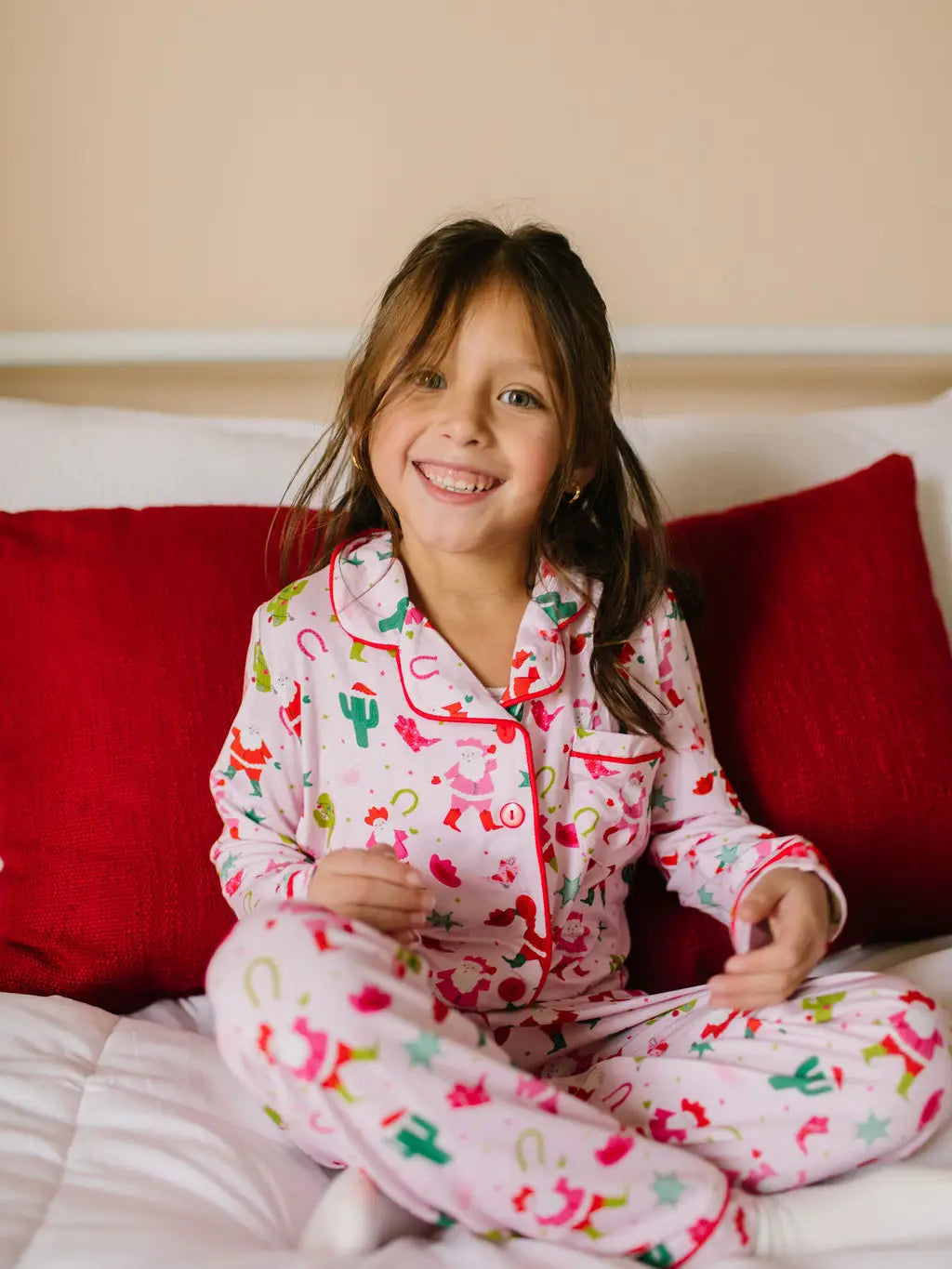 2 Piece Button Up Pj Set in Cowboy Santa