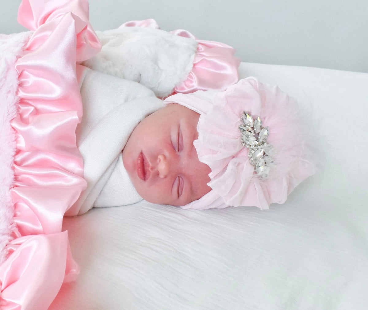 Paris Pink Fancy Feathers Ruffled Headband